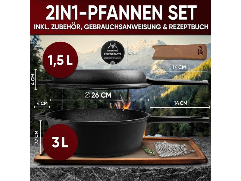 2-in-1 Pfannenset-Topf 3L & Pfanne 1,5 L