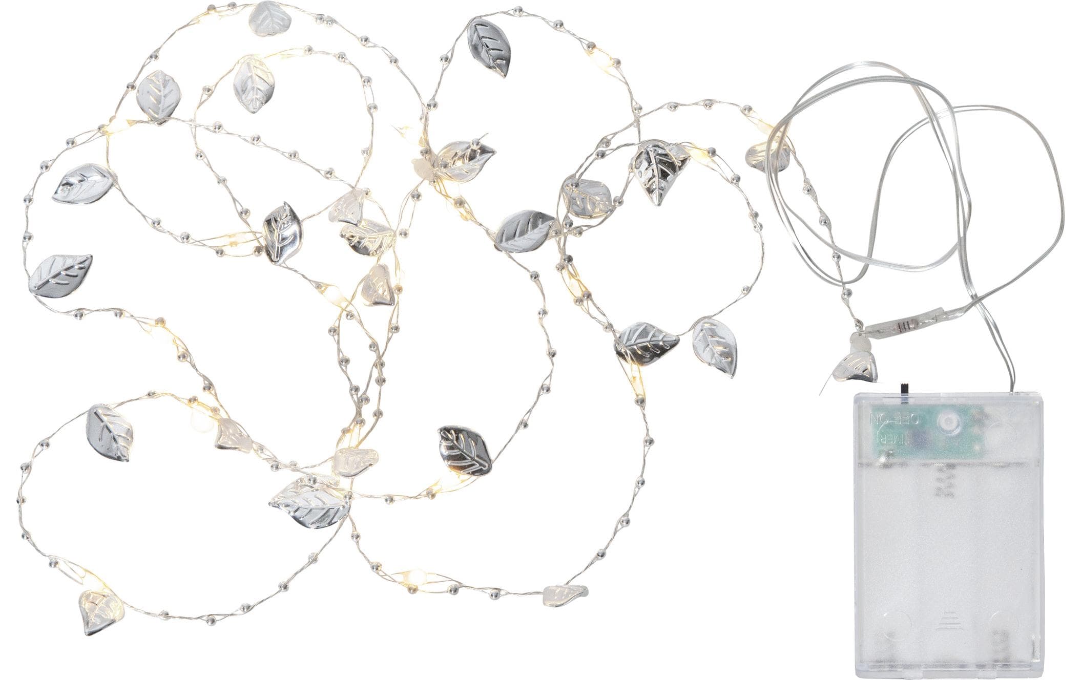 Star Trading Lichterkette DEW DROP Blätter, Warmweiss – Angel-Hair-Lichterkette batteriebetrieben mit Timer von Star Trading