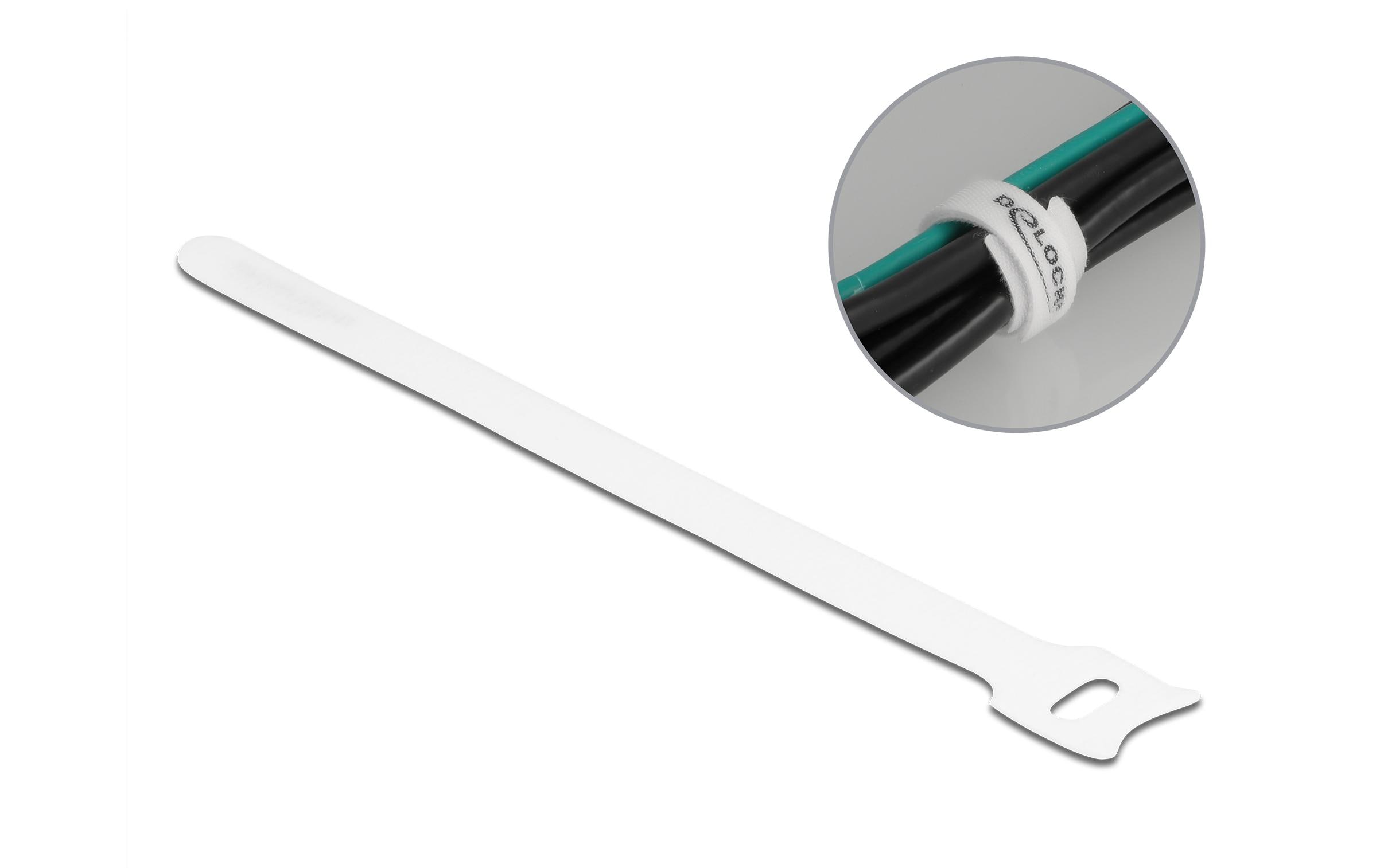 Delock Klettkabelbinder Weiss 200 mm x 12 mm 10 Stück – Klettkabelbinder von Delock