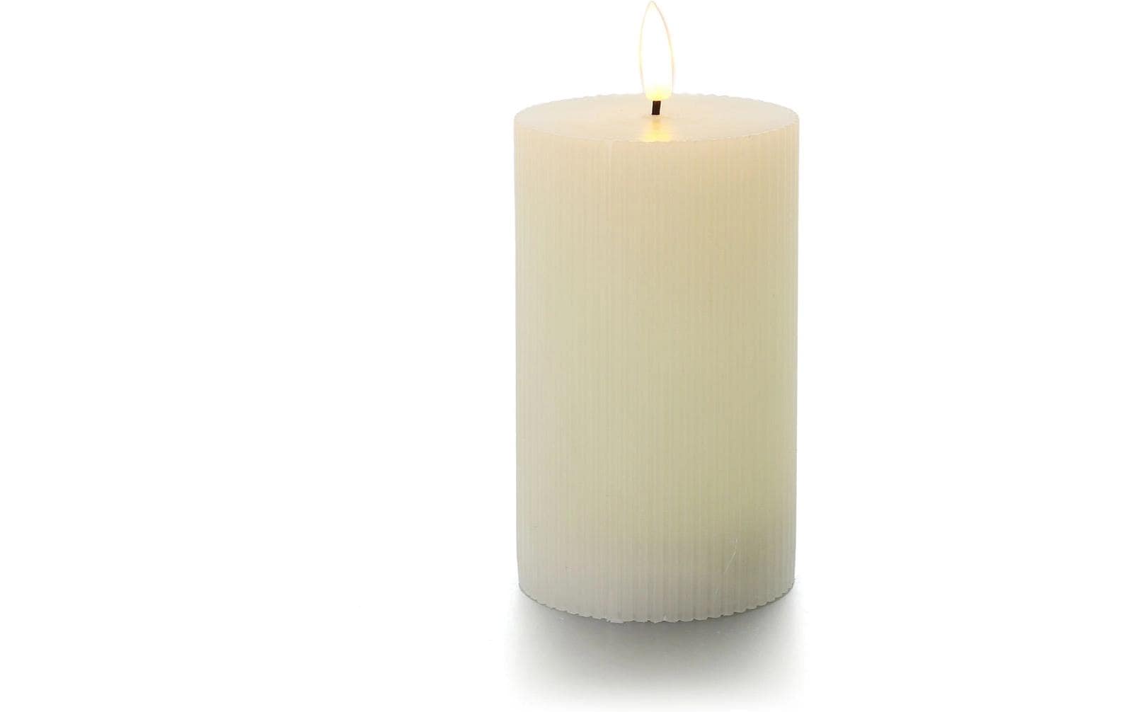 balthasar LED Zylinderkerze Rillen, Creme – LED-Kerze mit Timer von balthasar