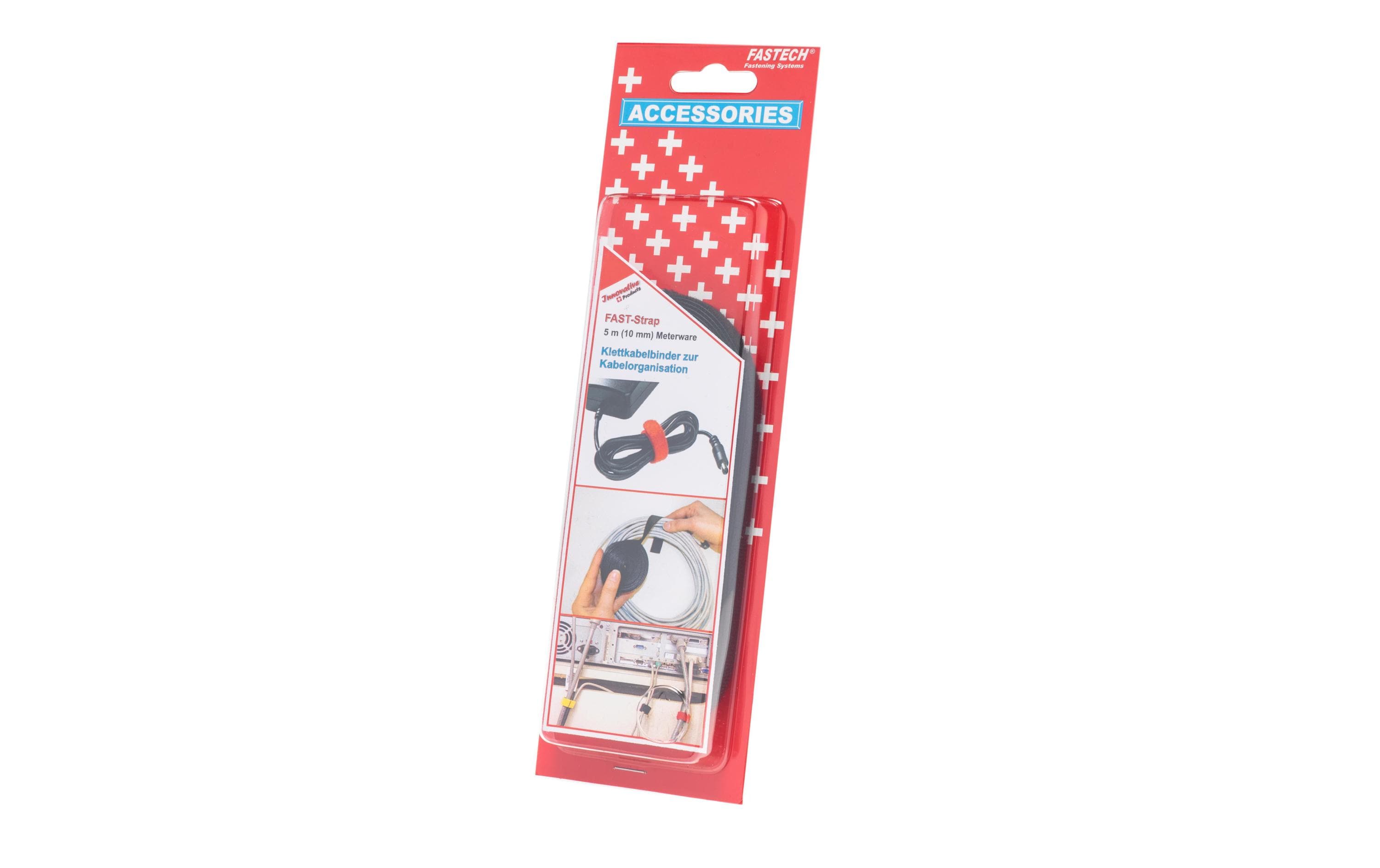 FASTECH Klett-Kabelbinder ETN 10 mm x 5 m, Schwarz – Klettkabelbinder von FASTECH