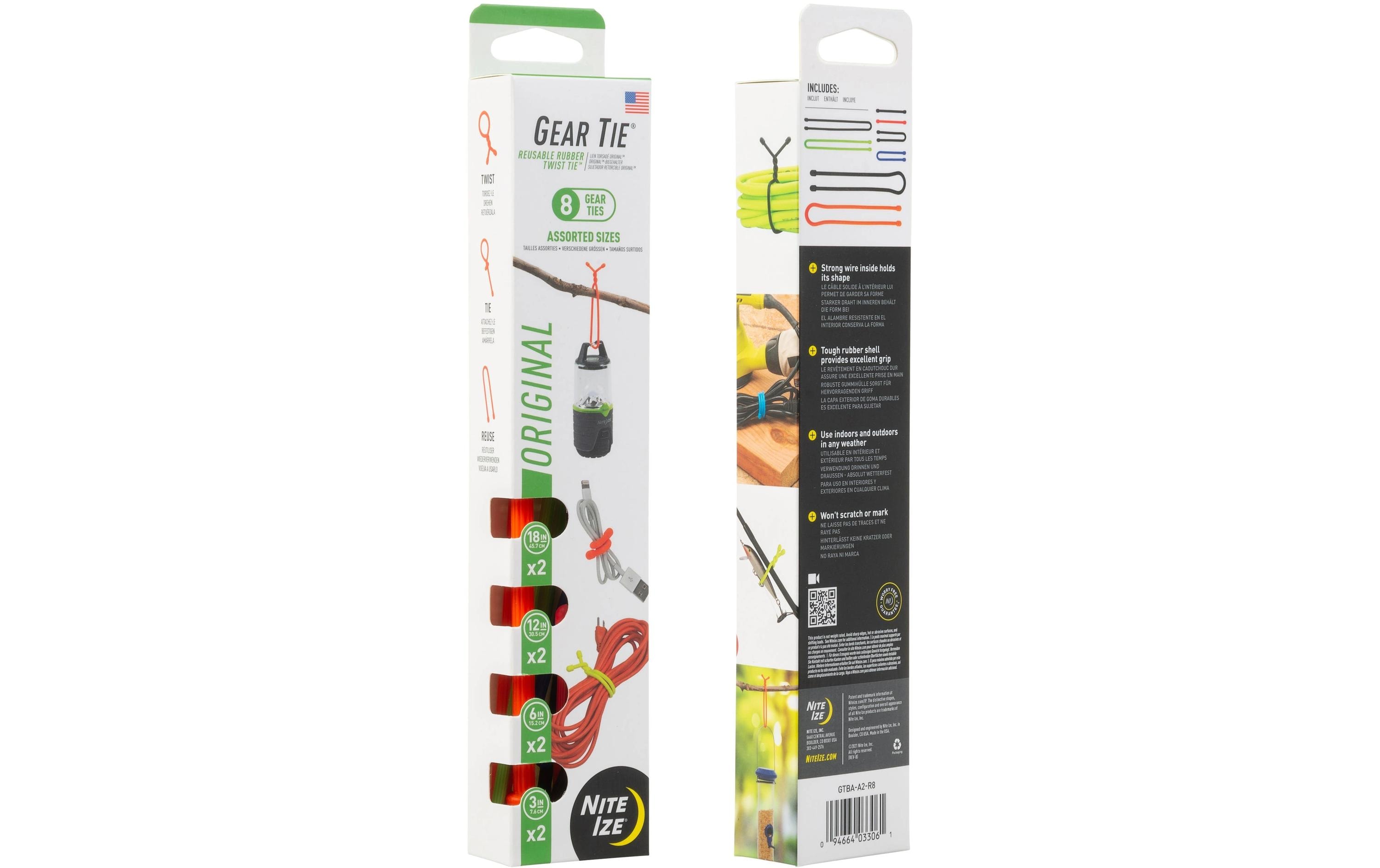 NITE IZE Kabelbinder Gear Tie, 8 Pack Assortiert 457.2 mm x 30.5 mm – Kabelbinder-Set von NITE IZE
