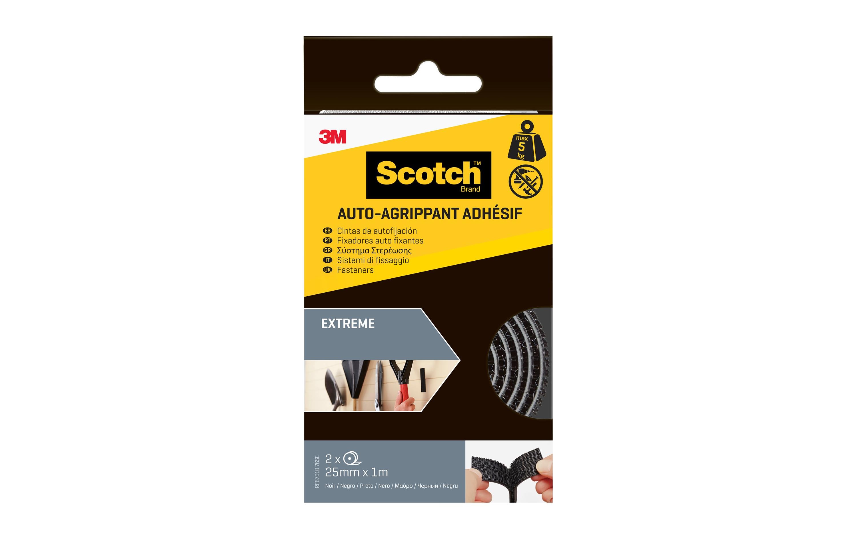 Scotch Klettbandverschluss Extreme, 25 mm x 75 mm Schwarz – Kabelkanal-Zubehör von Scotch
