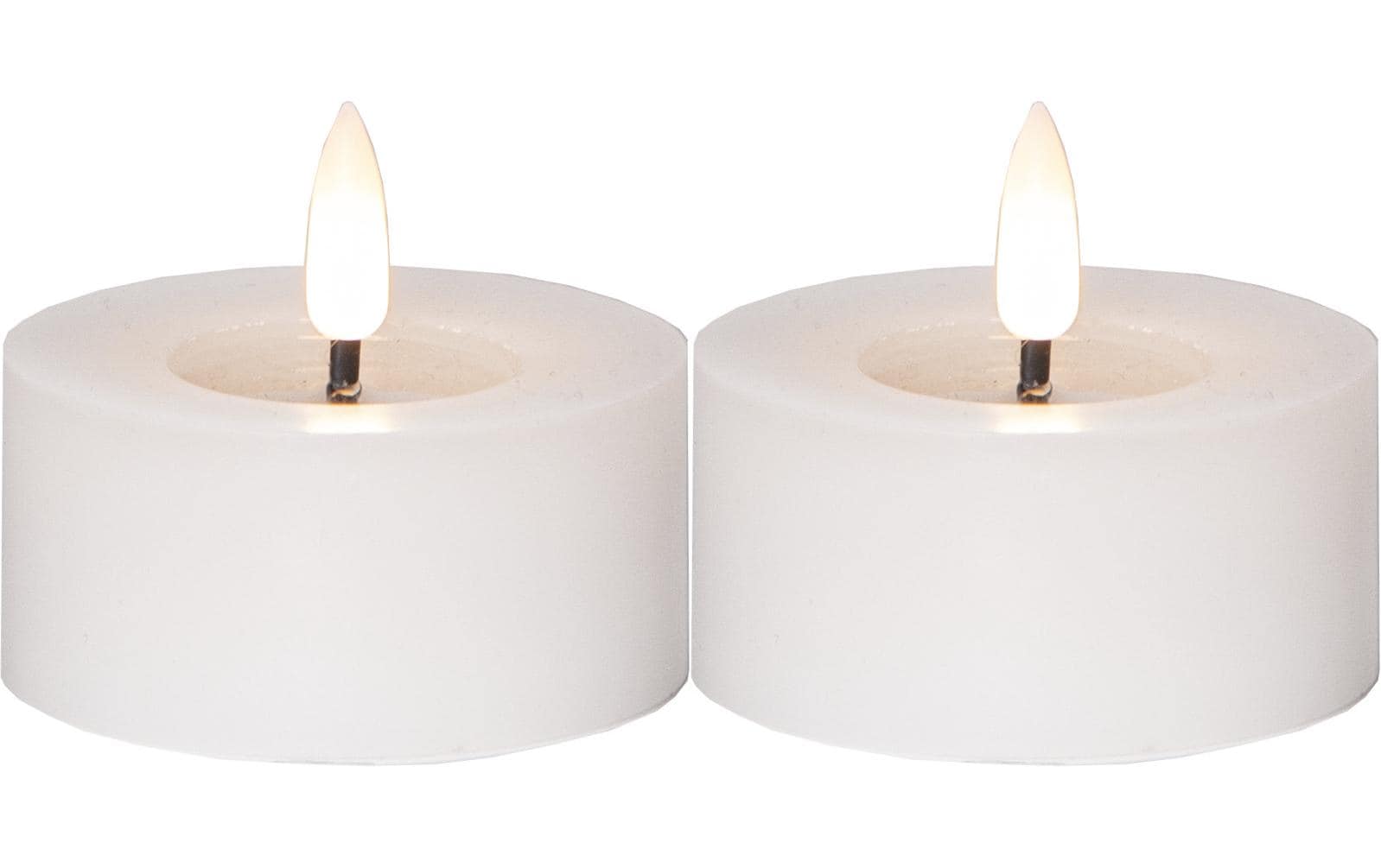 Star Trading LED Teelichter Set Flamme Flow 2 Pack, Weiss – LED-Teelichter mit Timer von Star Trading