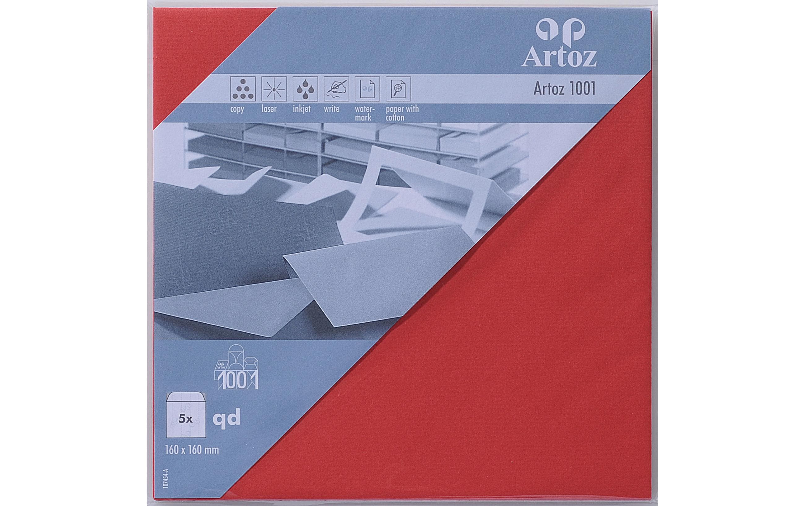 Artoz Couvert 1001, 16 x 16 cm, 5 Stück, Rot – Couvert von Artoz