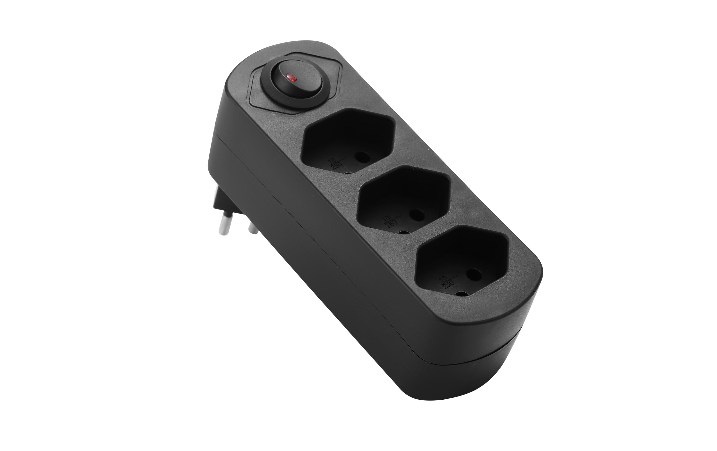 Schönenberger Abzweigstecker MOVE 3xT13 schwarz 270° drehbar mit Schalter – Mehrfachstecker von Schönenberger