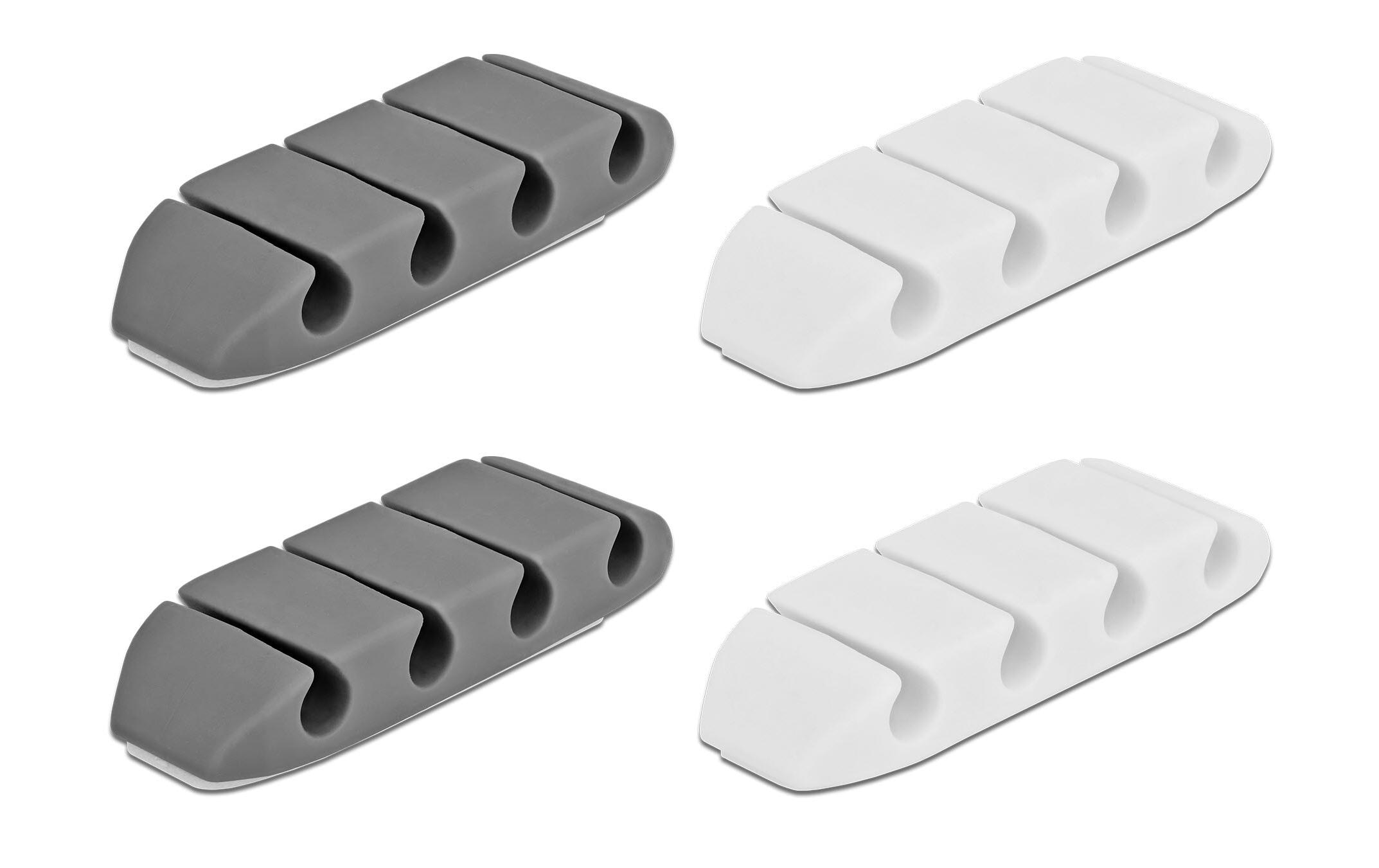 Delock Kabelhalter trapezförmig Set, mit 4 Durchführungen 4 Stück – Kabelhalter von Delock