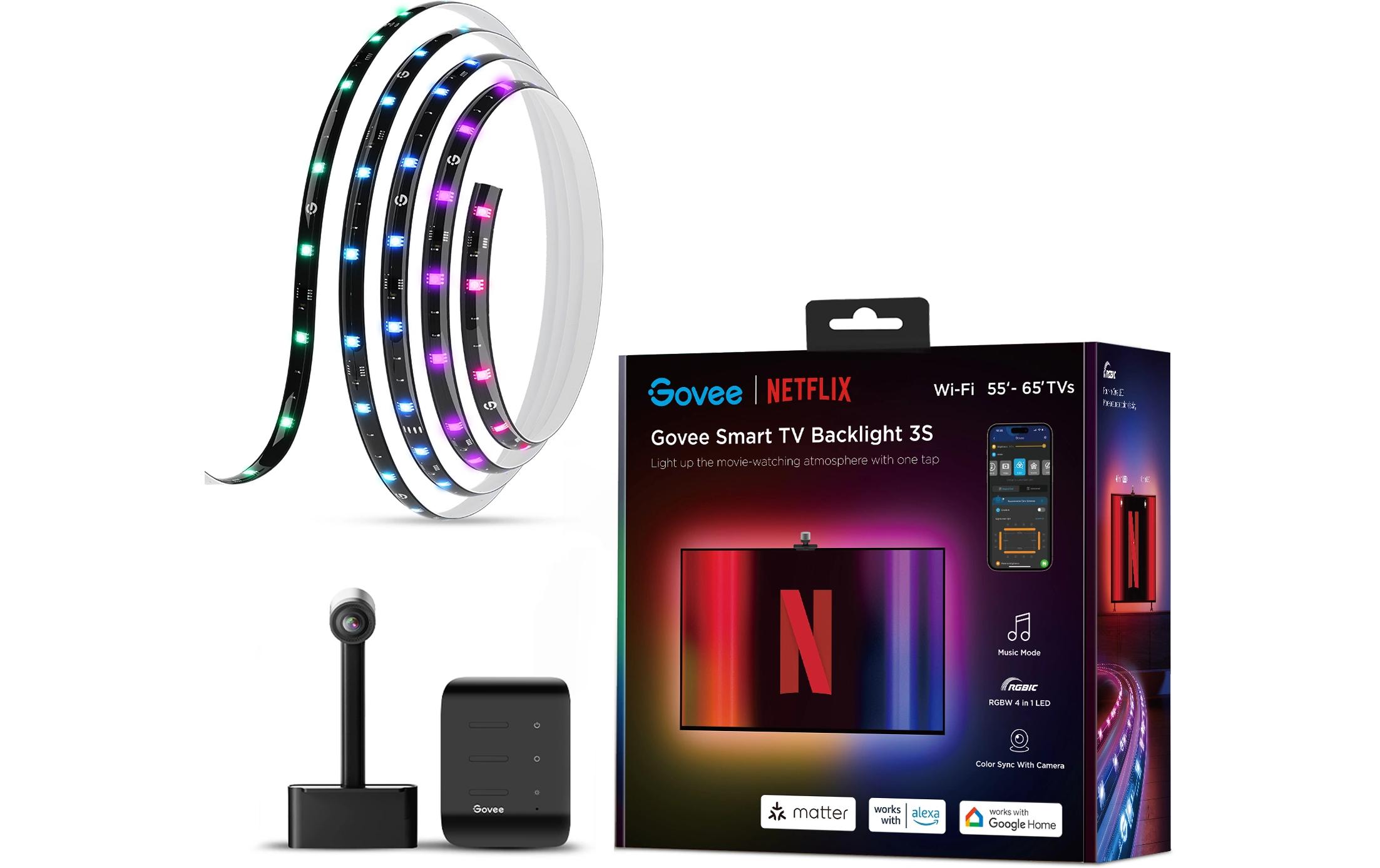 Govee Envisual TV Backlight 3S Netflix Version, RGBICW, 55-65 – Zubehör für LED-Streifen von Govee