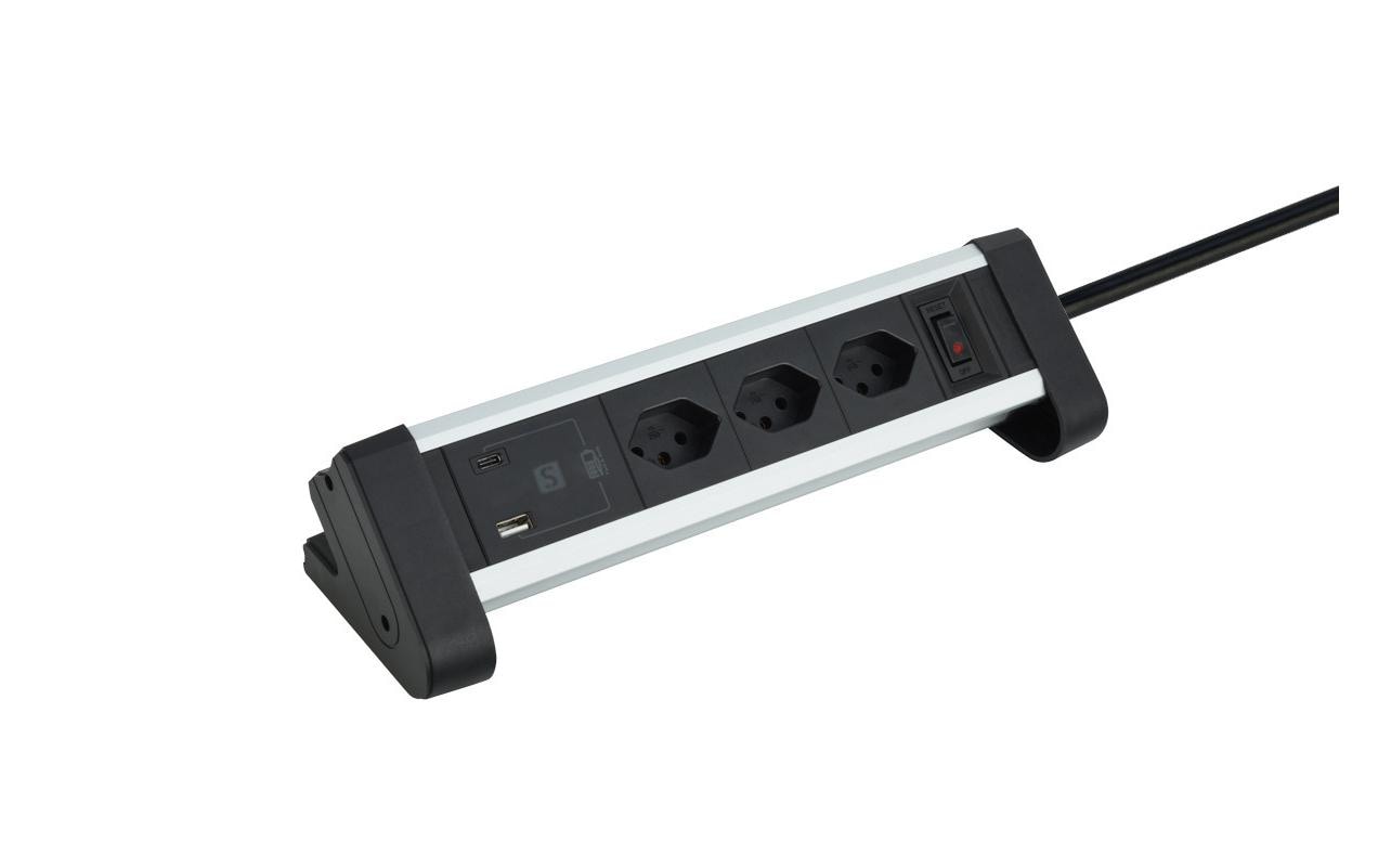 Schönenberger Steckdosenleiste 3 x T13, 1 x USB-A, 1 x USB-C 3 m