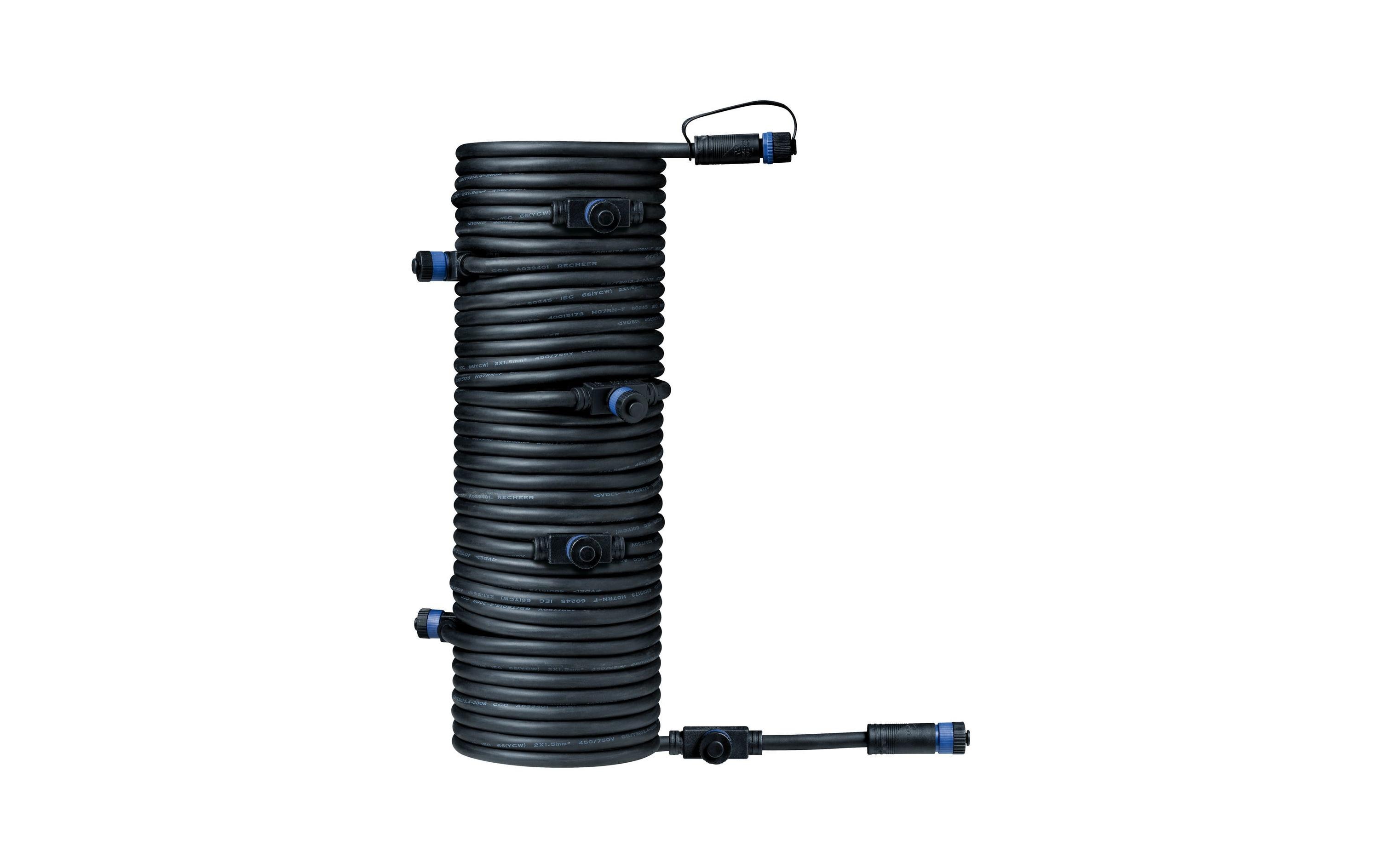 Paulmann Verbindungskabel Plug & Shine 15 m mit 7 Anschlussbuchen – Verbindungskabel von Paulmann