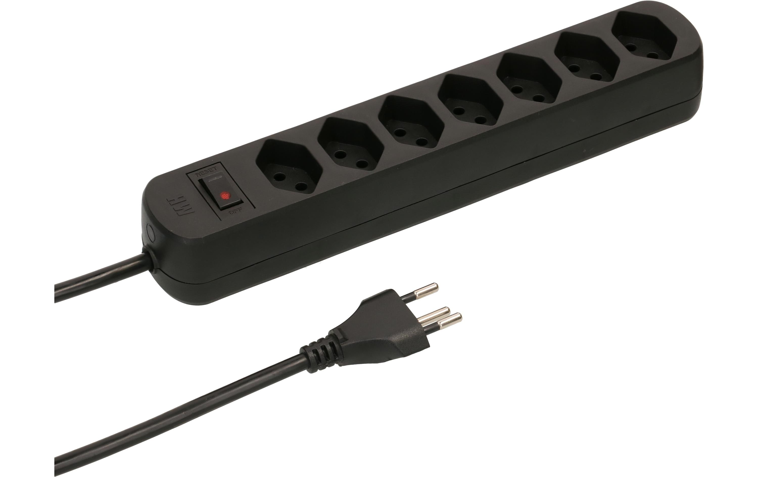 Max Hauri Steckdosenleiste Basic Line 7x T13 Reset Schalter, Schwarz – Steckerleiste von Max Hauri