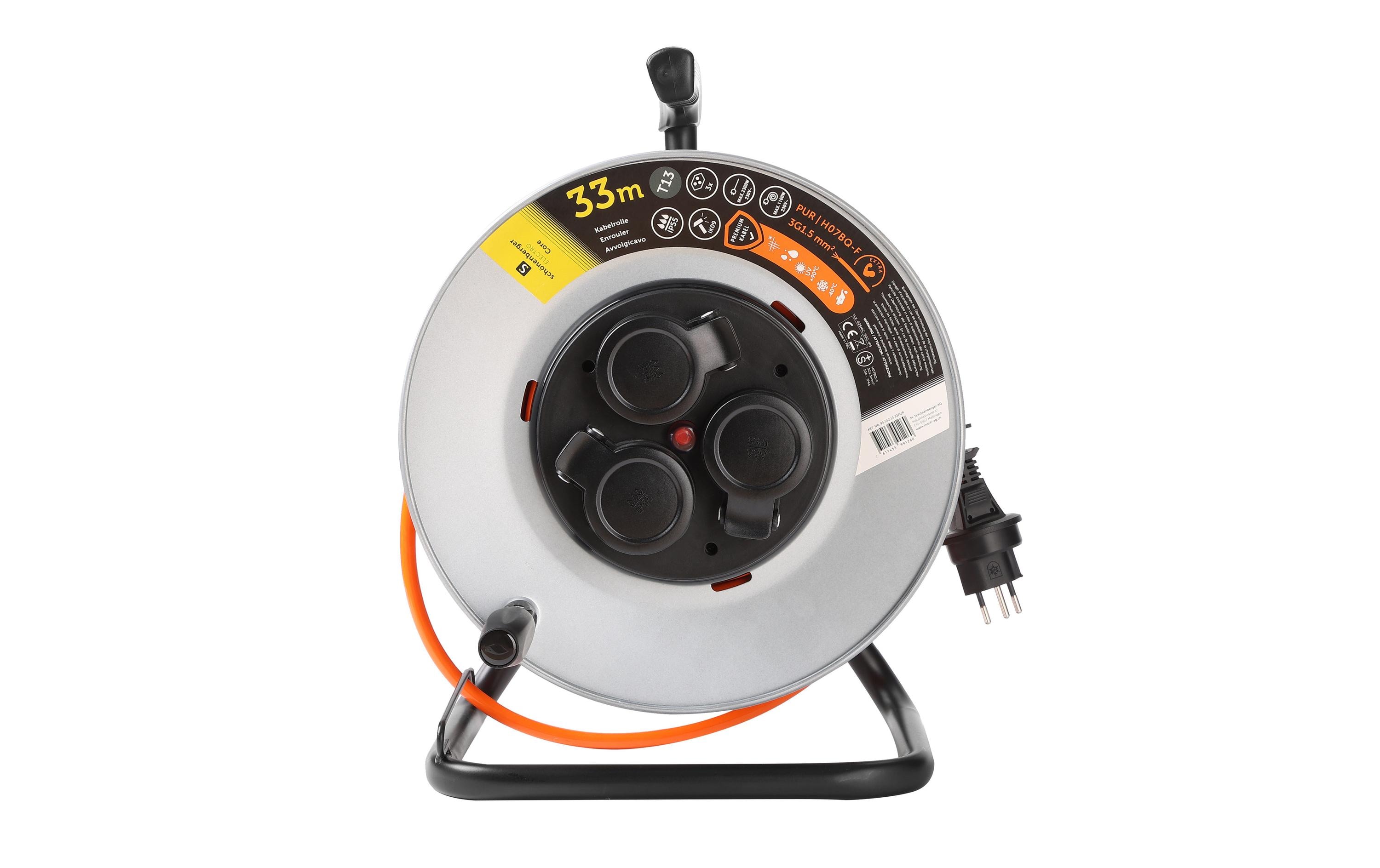 Schönenberger Kabelrolle Metall T13 IP55 33m 3 x T13 – Kabelrolle von Schönenberger