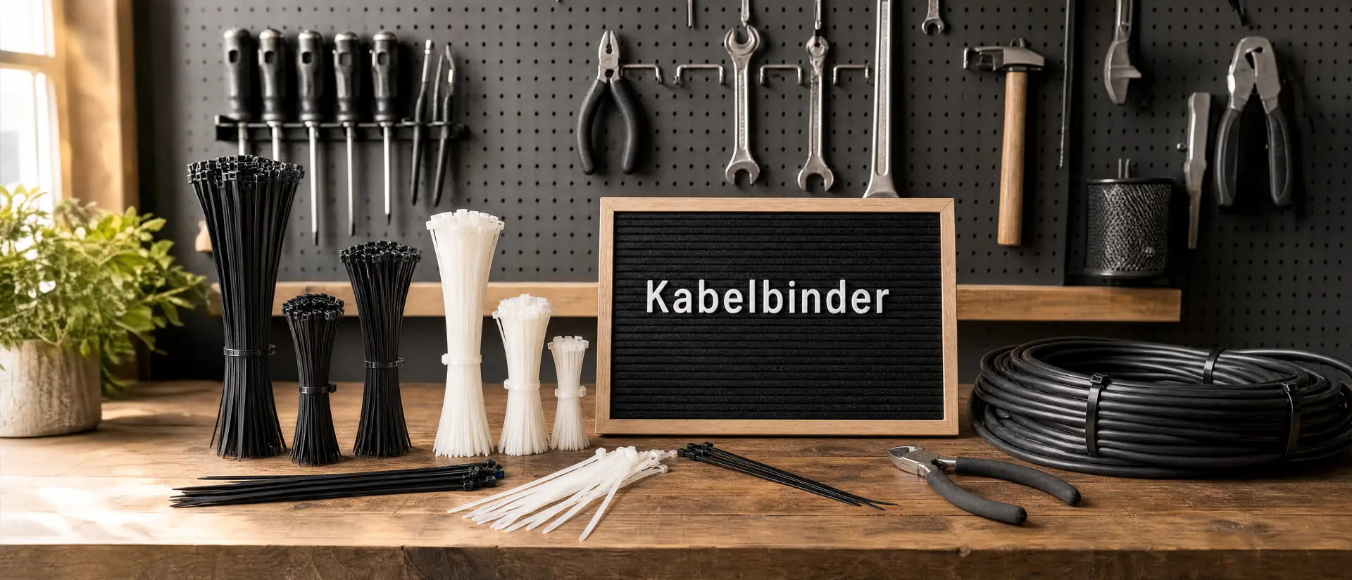Kabelbinder in verschiedenen Längen in der Werkstatt