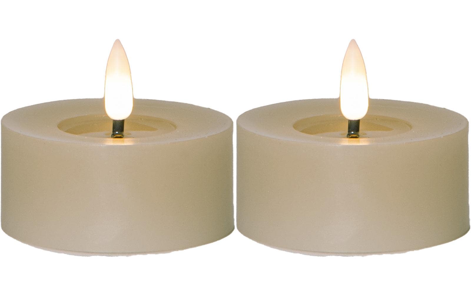 Star Trading LED Teelichter Set Flamme Flow 2 Pack, Beige – LED-Teelichter mit Timer von Star Trading