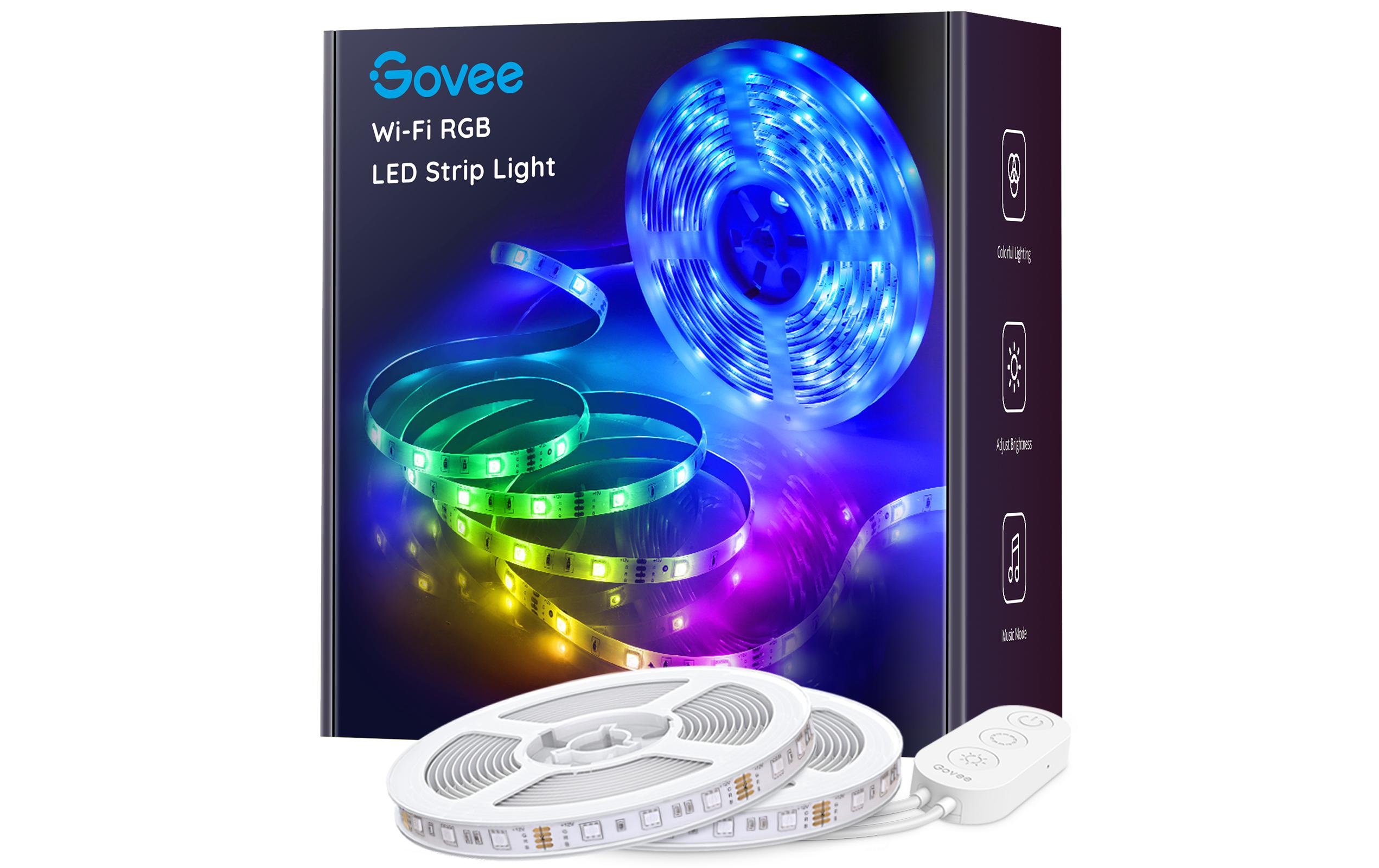 Govee LED Stripe Smart Wi-Fi + Bluetooth, 10 m, RGB – Smarter LED-Streifen RGB mit Netzteil von Govee