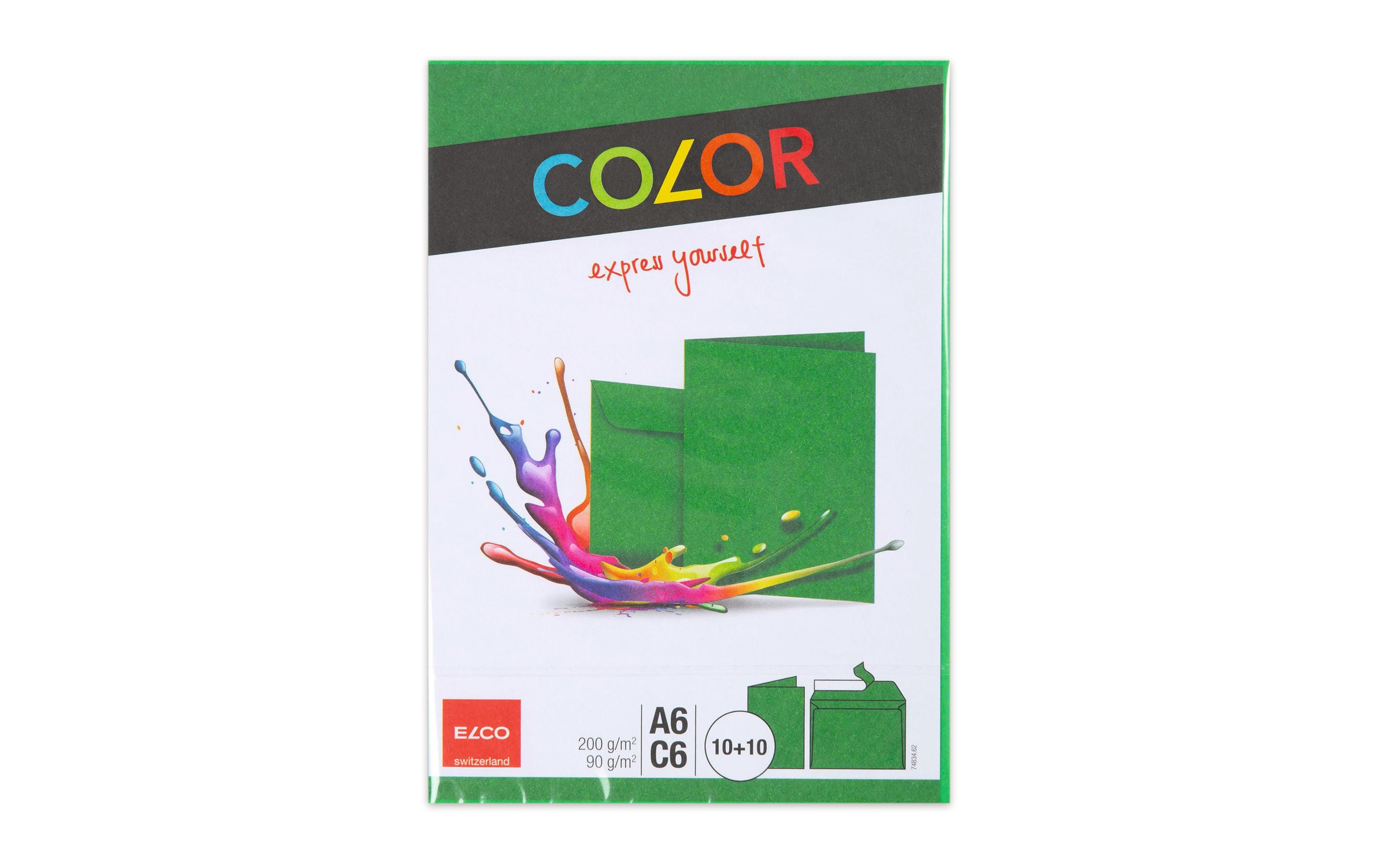 ELCO Doppelkarte mit Couvert Color A6/C6 Grün, 20 Stück – Couvert von ELCO
