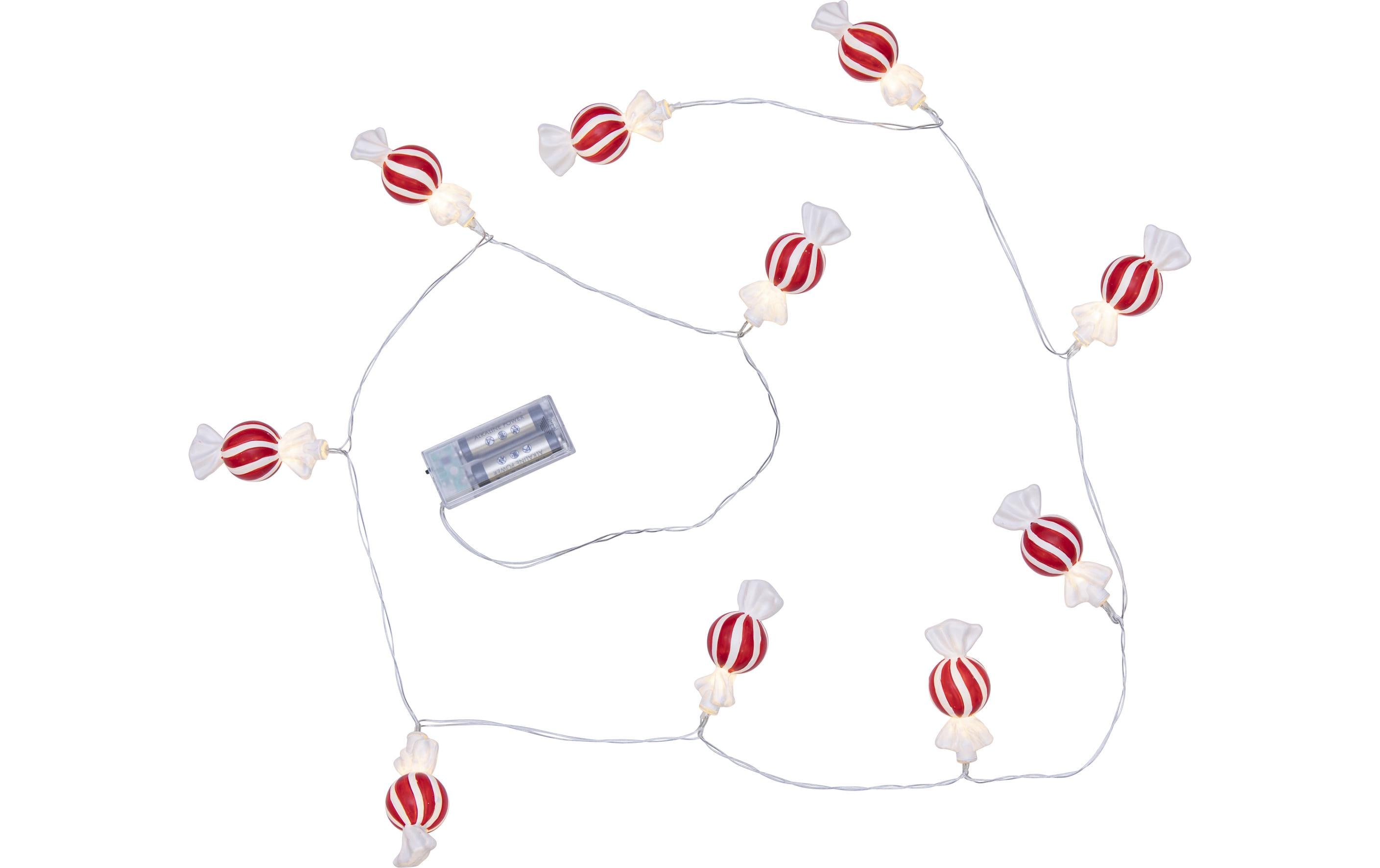 Star Trading LED-Lichterkette Bonbon, Indoor, Warmweiss, Rot – Lichterkette batteriebetrieben von Star Trading
