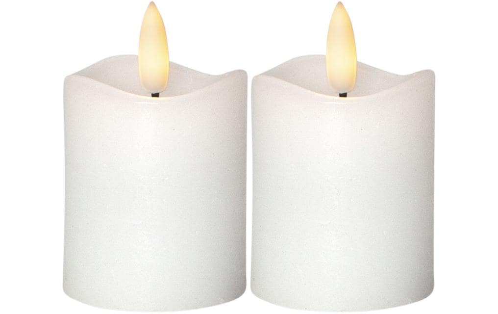 Star Trading LED-Kerzen Set Pillar Ø 5 x 7.5 cm, Weiss, 2 Stk – LED-Kerze mit Timer von Star Trading