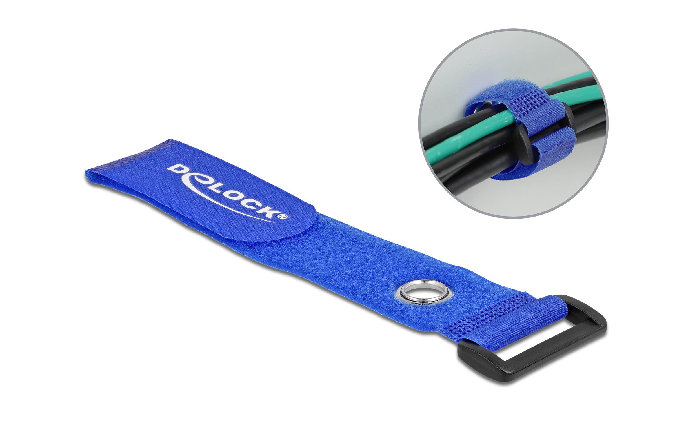 Delock Klettkabelbinder Blau 280 mm x 38 mm 3 Stück – Klettkabelbinder von Delock