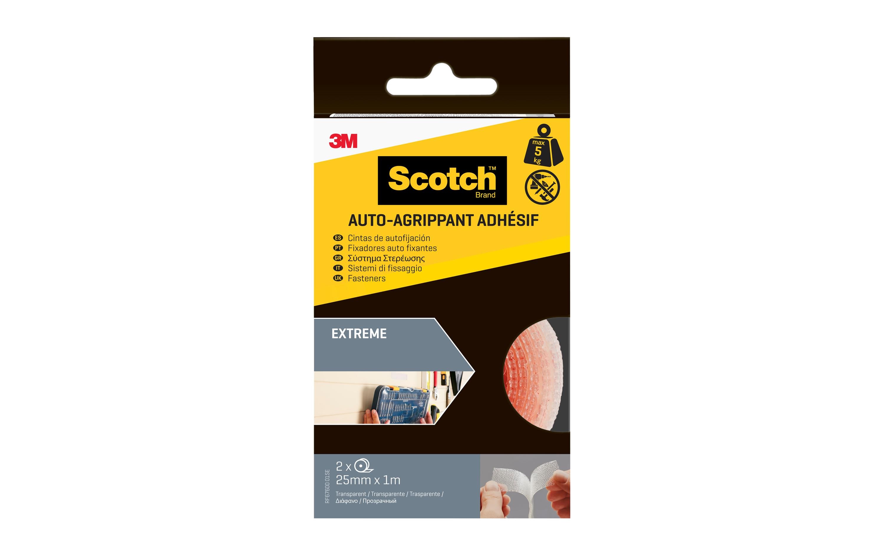 Scotch Klettband Dual Lock Extreme,2 Rollen, 25 mm x 1 m Transp. – Klettband-Rolle von Scotch