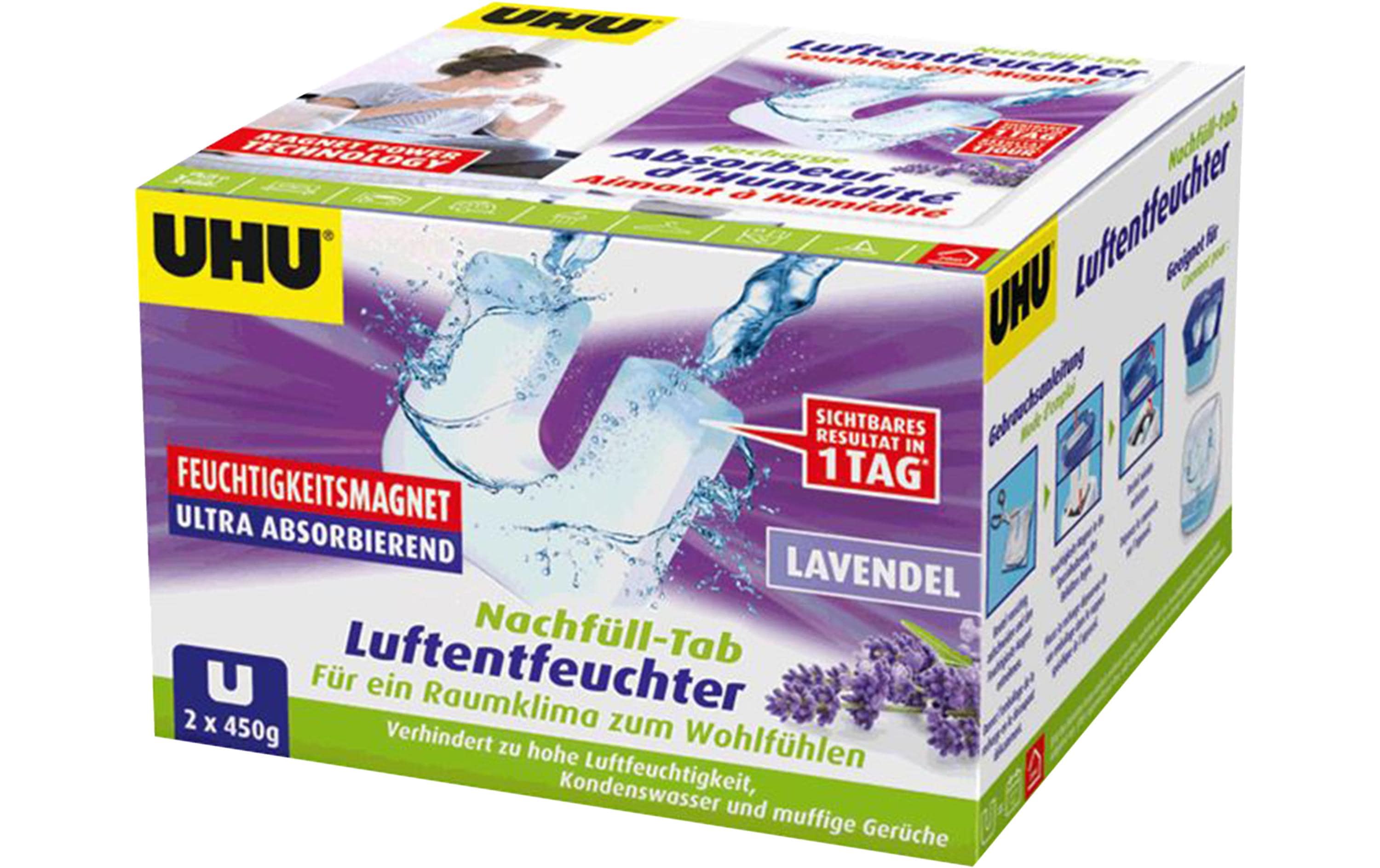 UHU Ambiance Lavendel Nachfüll-Tab 450 g, 2 Stück – Granulat mit Lavendelduft