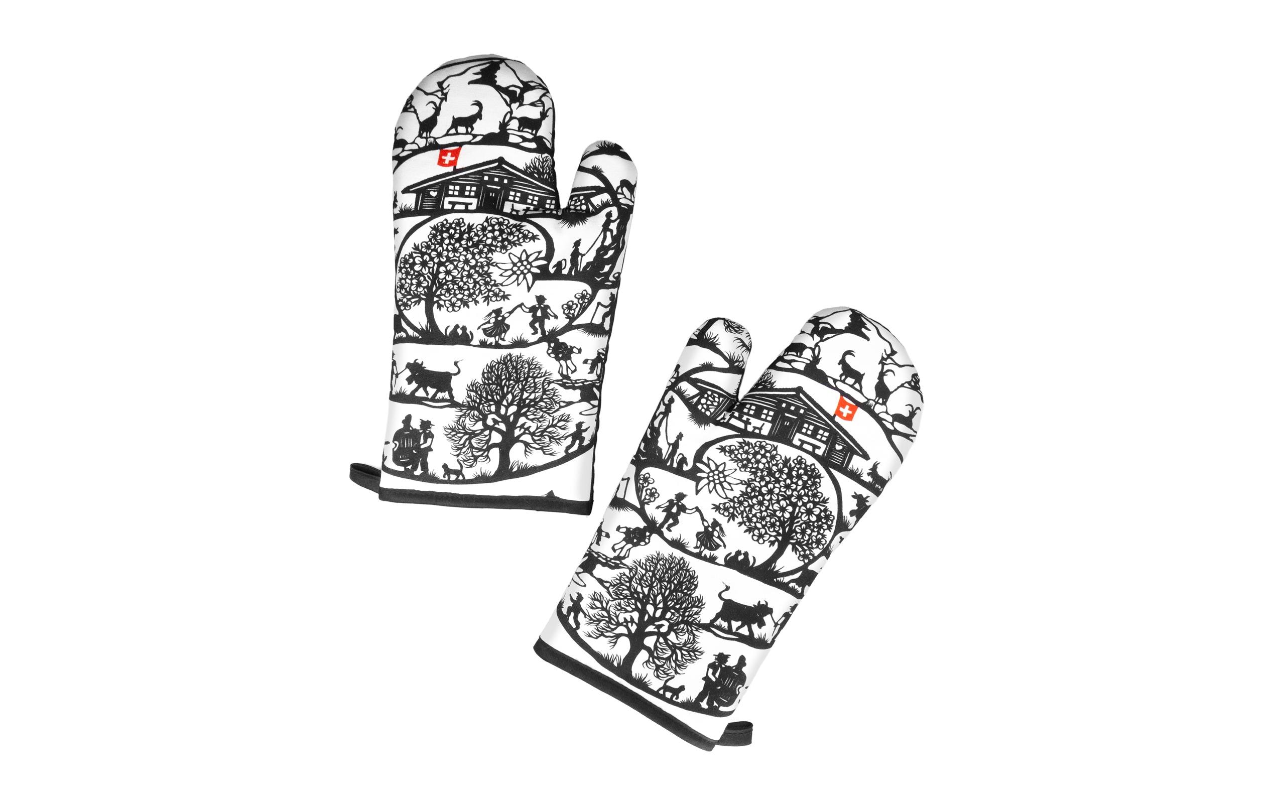 Trendform Küchenhandschuh Swiss Tradition 2 Stück, Schwarz/Weiss