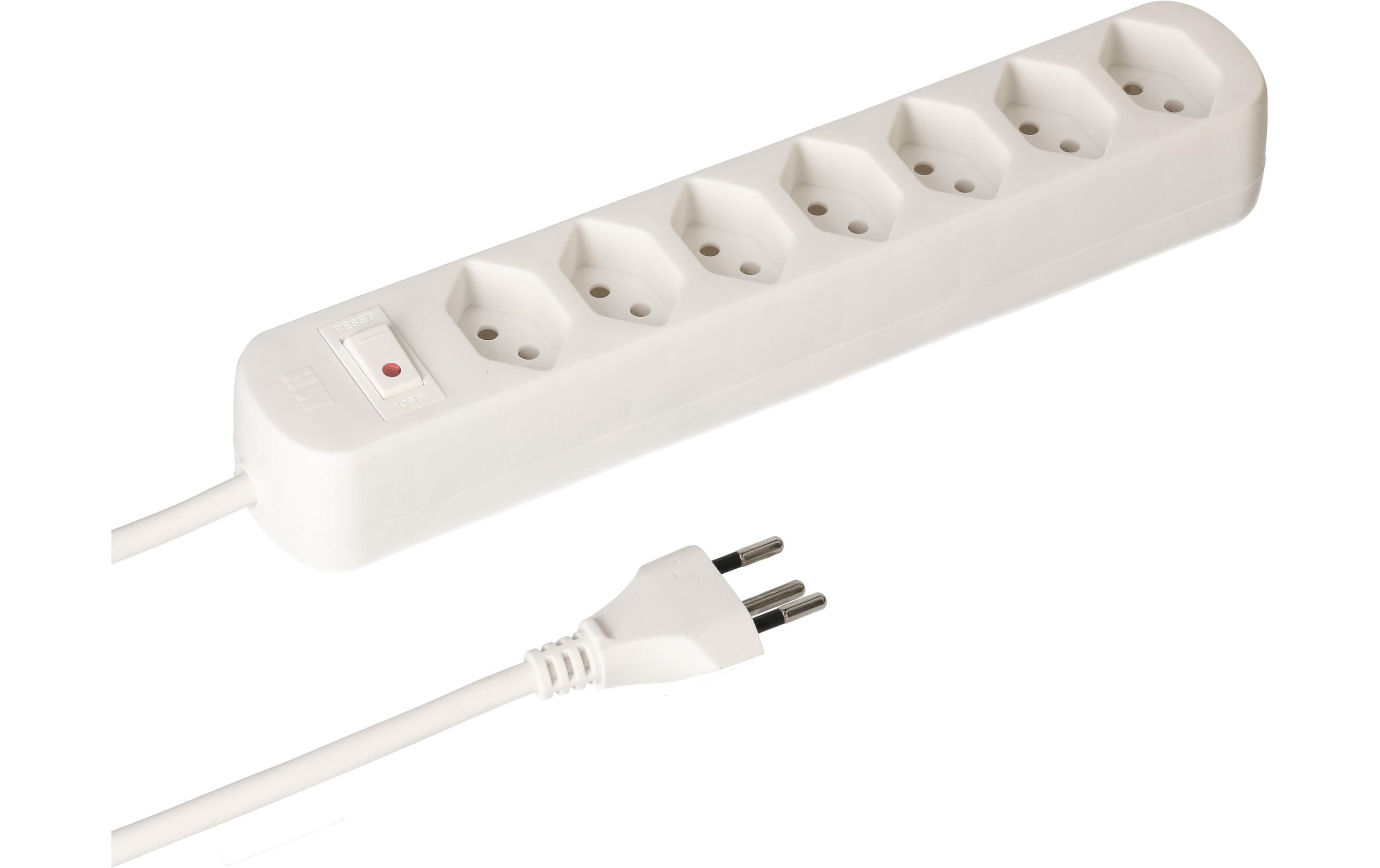 Max Hauri Steckdosenleiste Basic Line 7x T13 Schalter, Weiss – Steckerleiste von Max Hauri