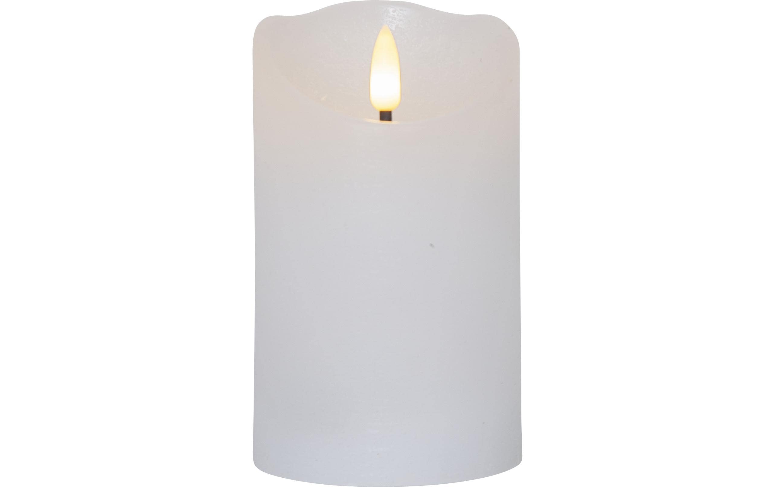 Star Trading LED-Kerze Flamme Rustic, Ø 7.5 x 12.5 cm, Weiss – LED-Kerze mit Timer von Star Trading
