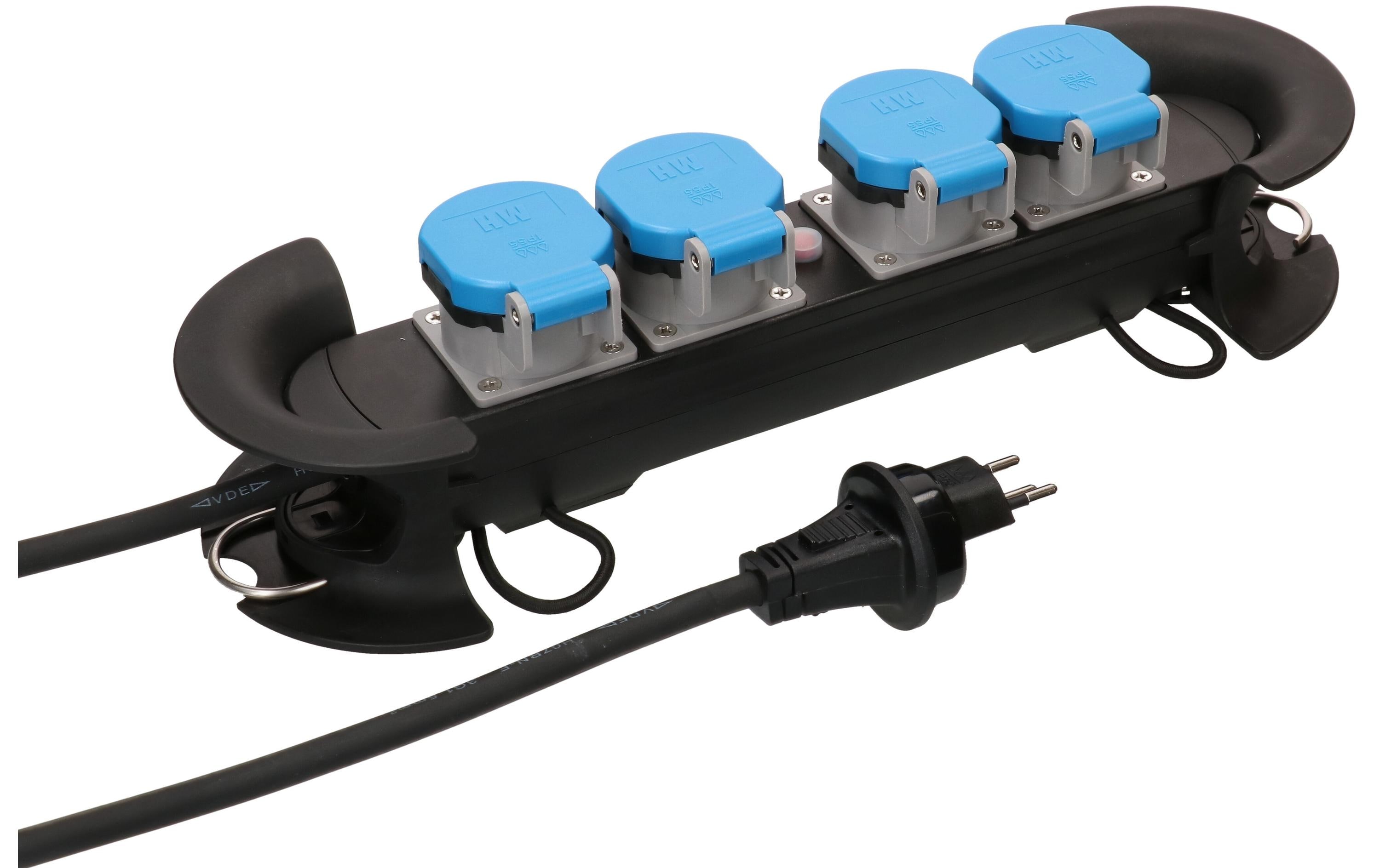 Max Hauri Steckdosenleiste Construct Line 4x Typ 13 schwarz/blau 10m