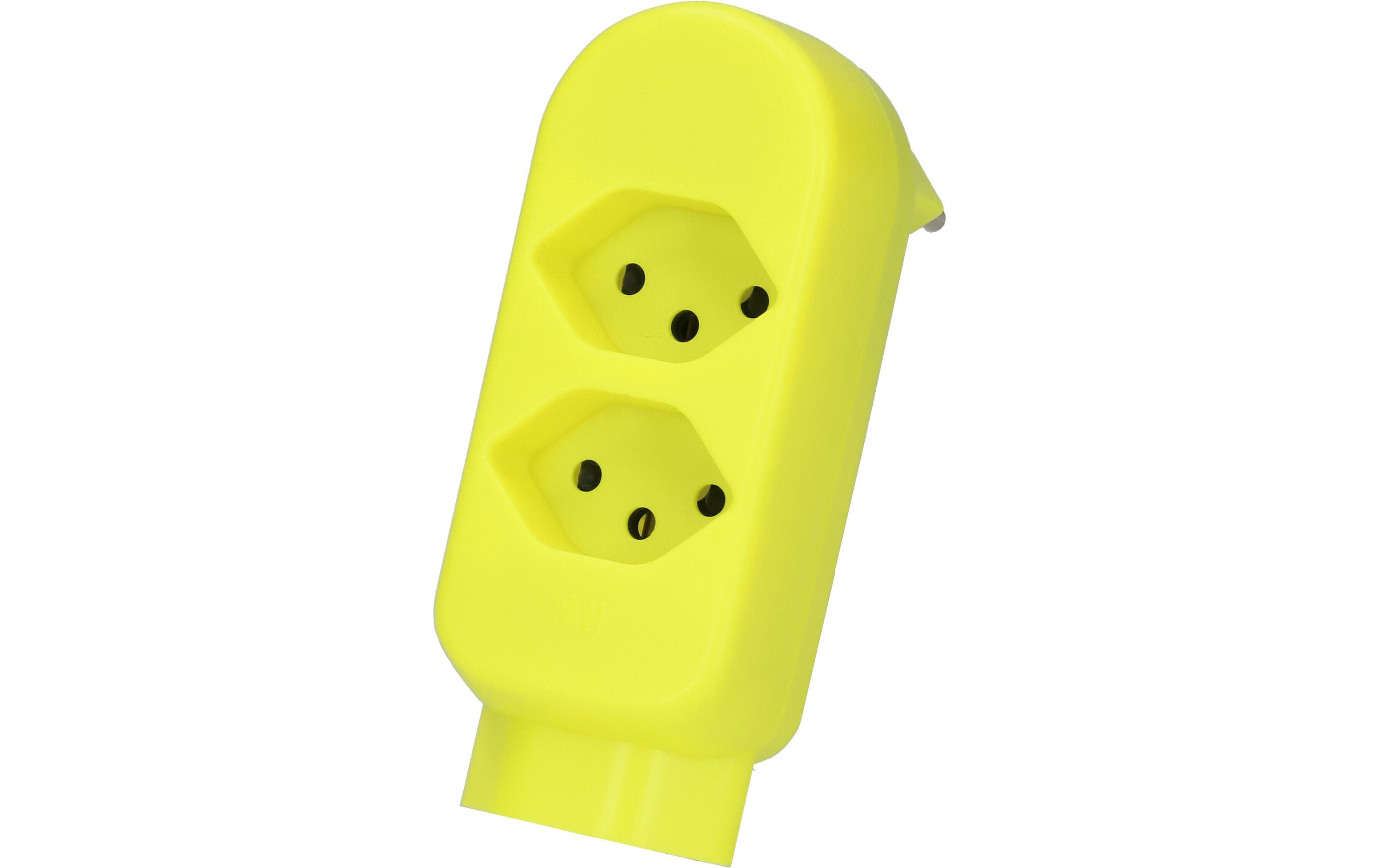 Max Hauri Abzweigstecker ADAPT 2+1x Typ 13 FI-Gelb drehbar BS 2 – Mehrfachstecker von Max Hauri