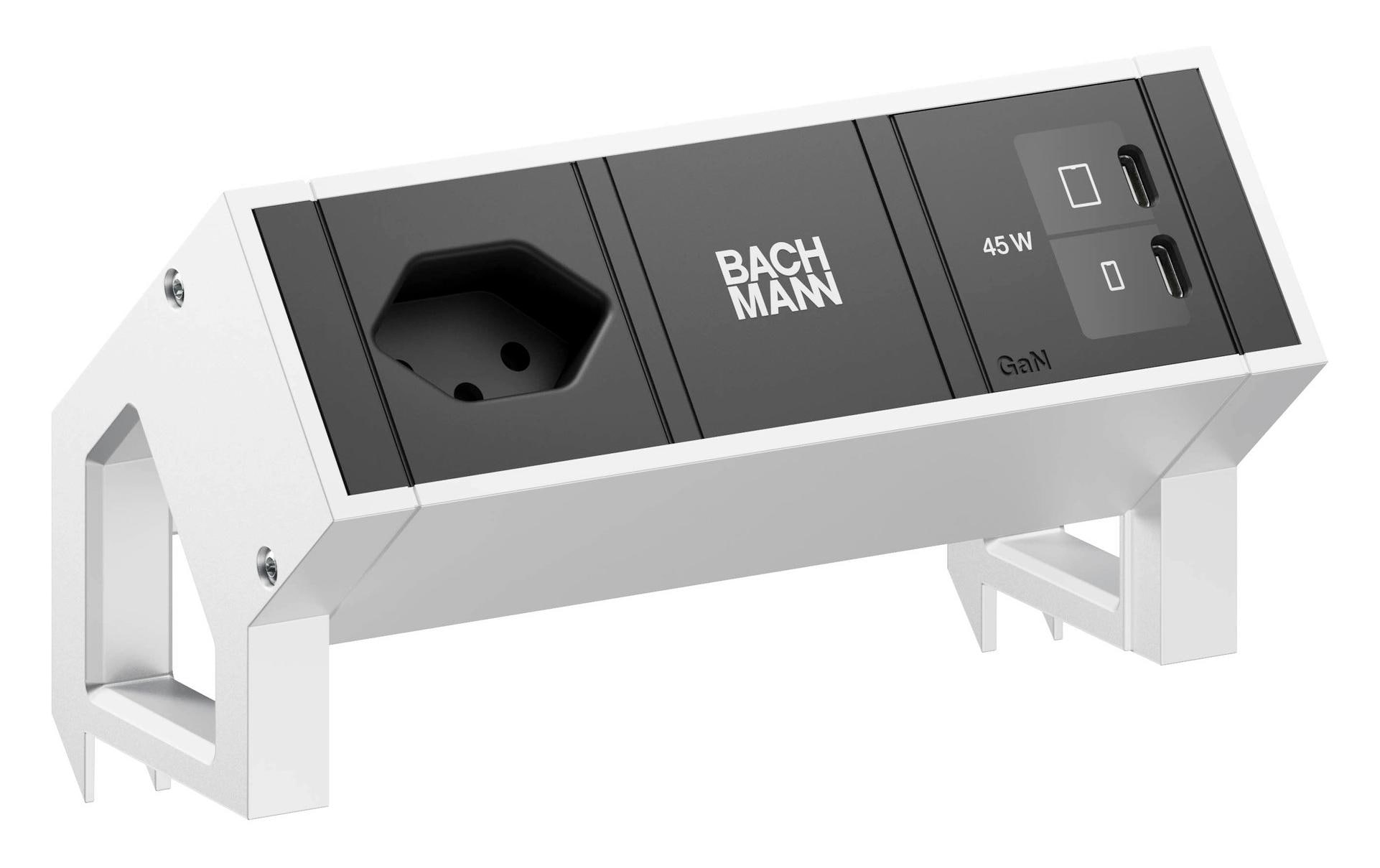 Bachmann Tischsteckdosenleiste DESK2 1xT13 1xUSB C/C 45W 0.2m INOX – Tischsteckdosenleiste von Bachmann