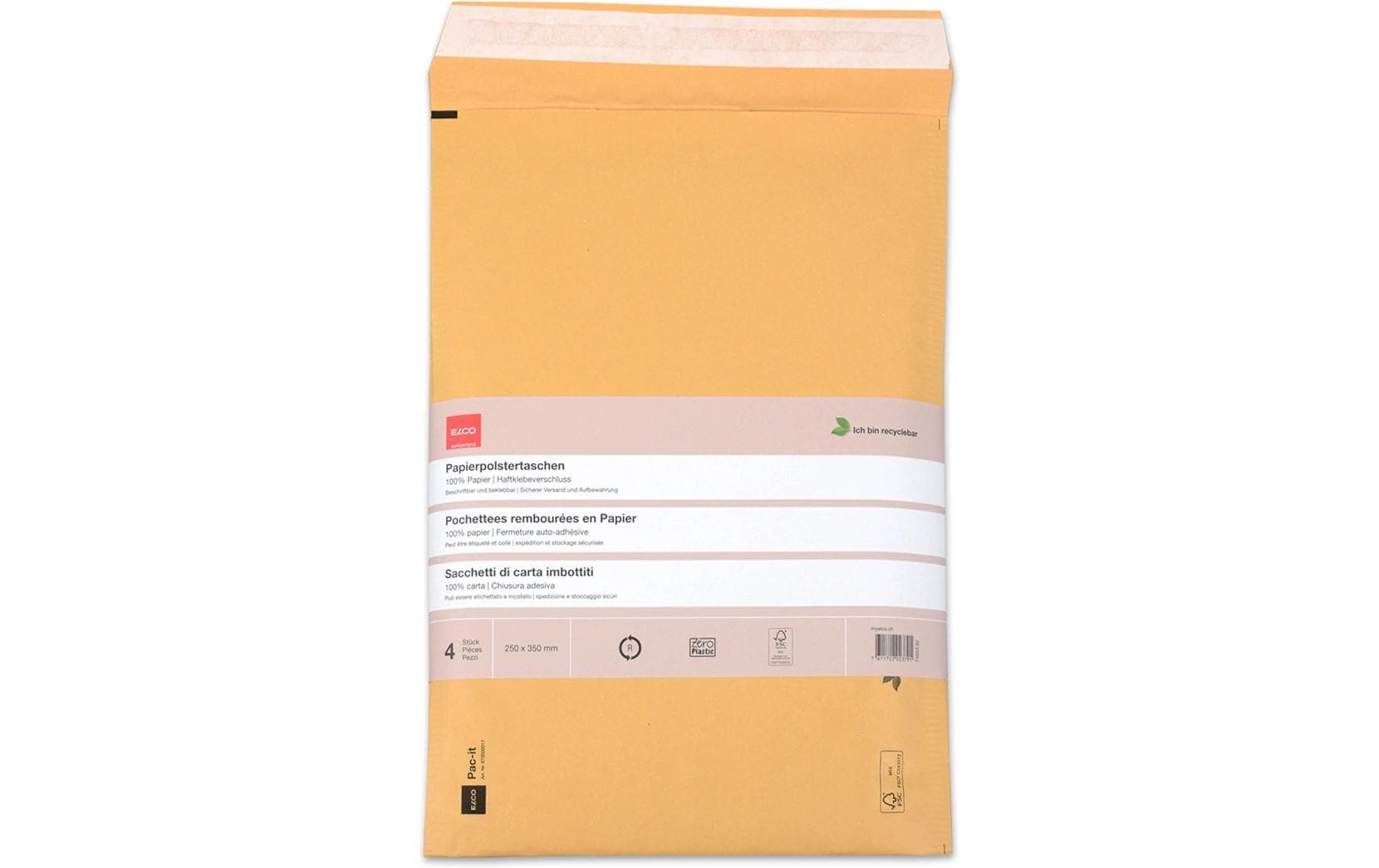 ELCO Versandtasche Zero Plastic 250 x 350 mm, 4 Stück – Versandtasche von ELCO