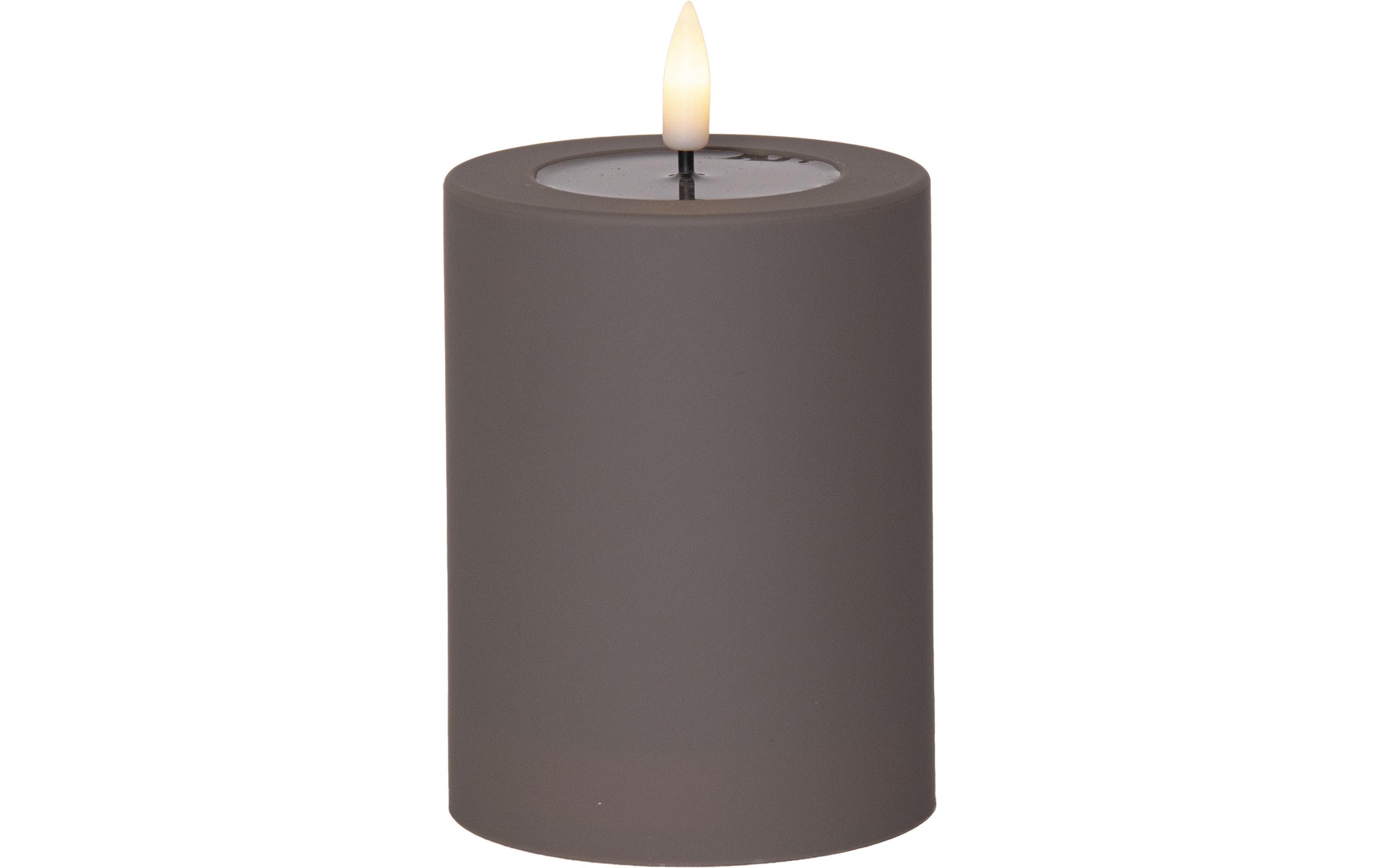 Star Trading LED Pillar Kerze Flamme Soft Indoor, 12.50 cm, Braun – LED-Kerze mit Timer von Star Trading