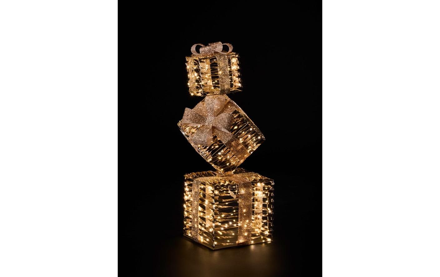 Dameco Dameco LED Geschenkbox Outdoor, gold, Metall, 350 LED