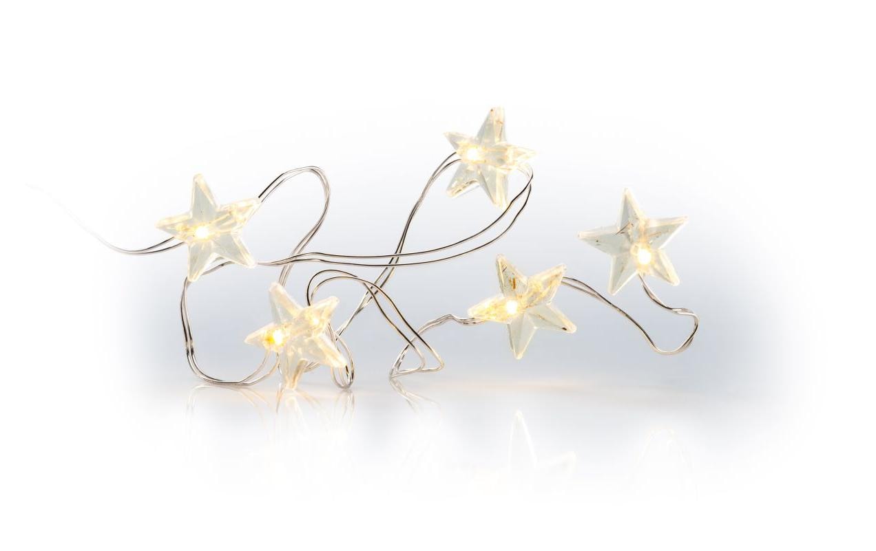 STT LED Battery String stars, 5 m, Silber