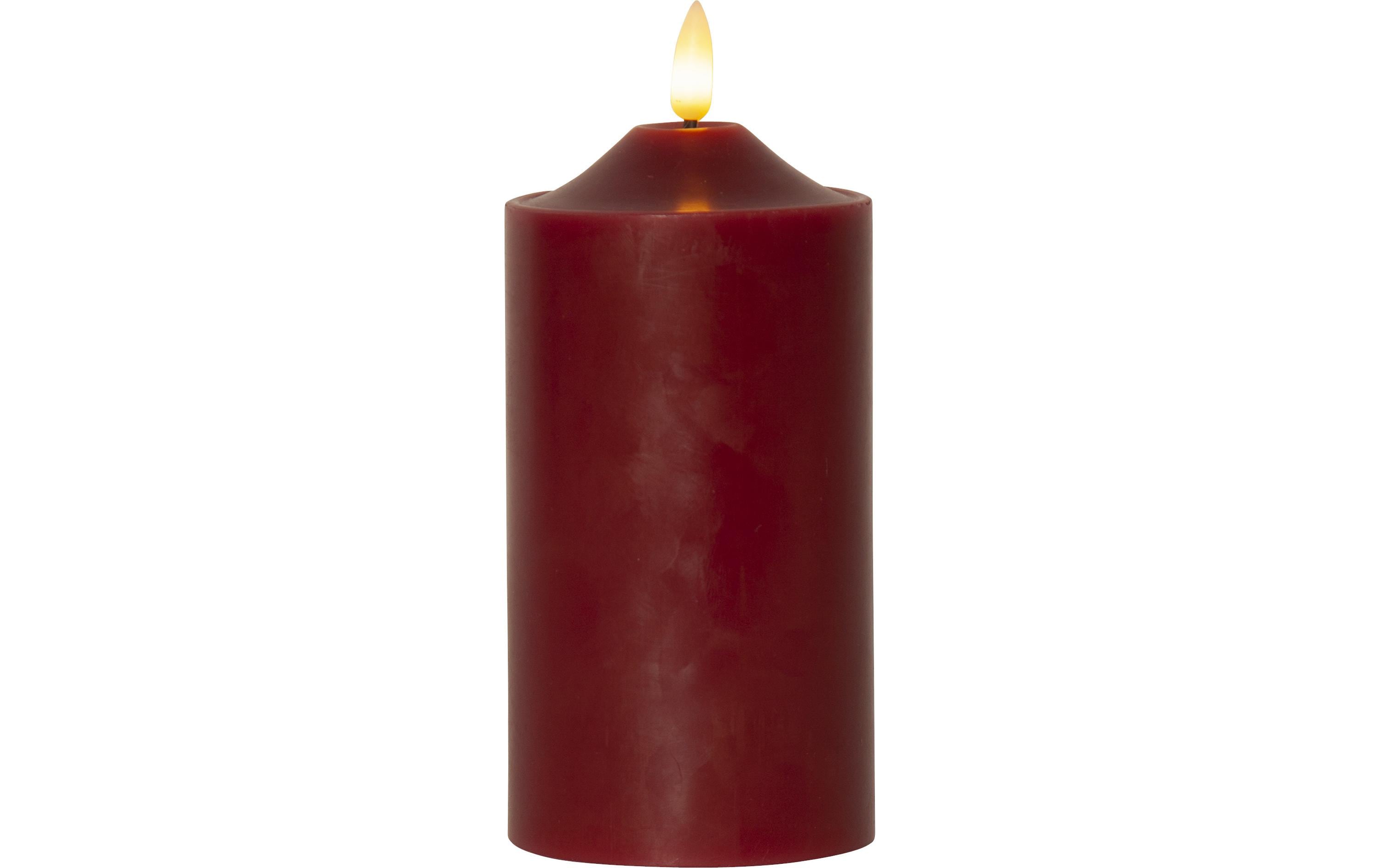 Star Trading LED-Kerze Pillar Flamme, 17 cm, Rot – LED-Kerze mit Timer von Star Trading