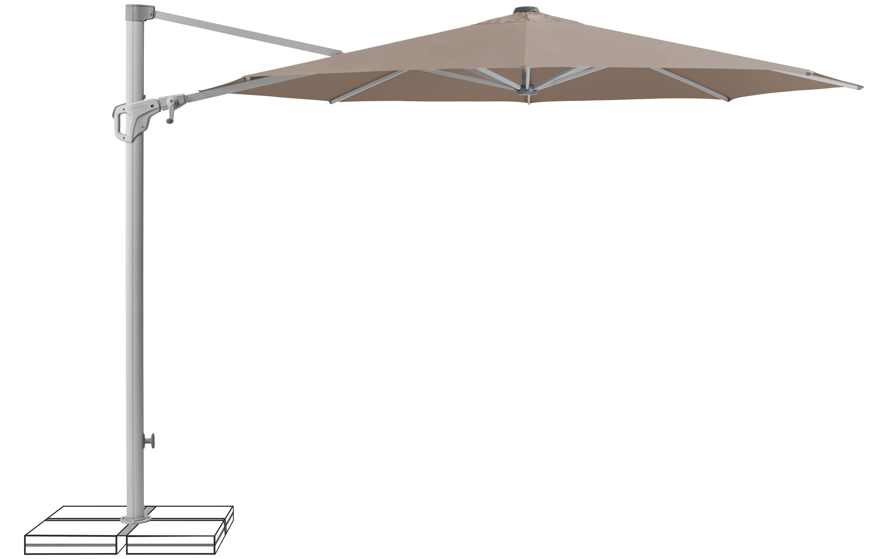 Suncomfort by Glatz Sonnenschirm Familyflex Helltaupe, Ø 300 cm