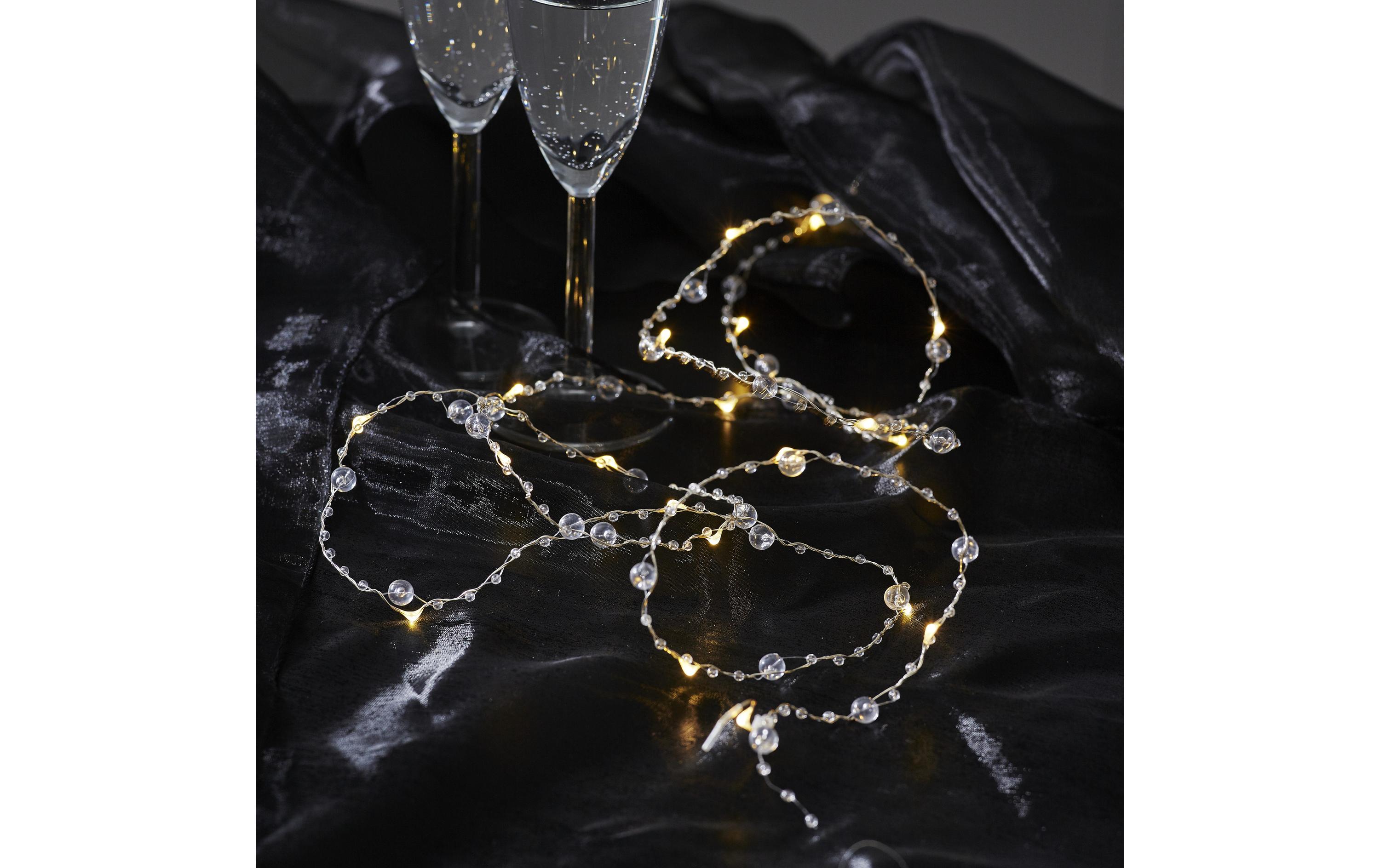 Star Trading Lichterkette DEW DROP Pearl, Silber / Warmweiss – Angel-Hair-Lichterkette batteriebetrieben mit Timer von Star Trading