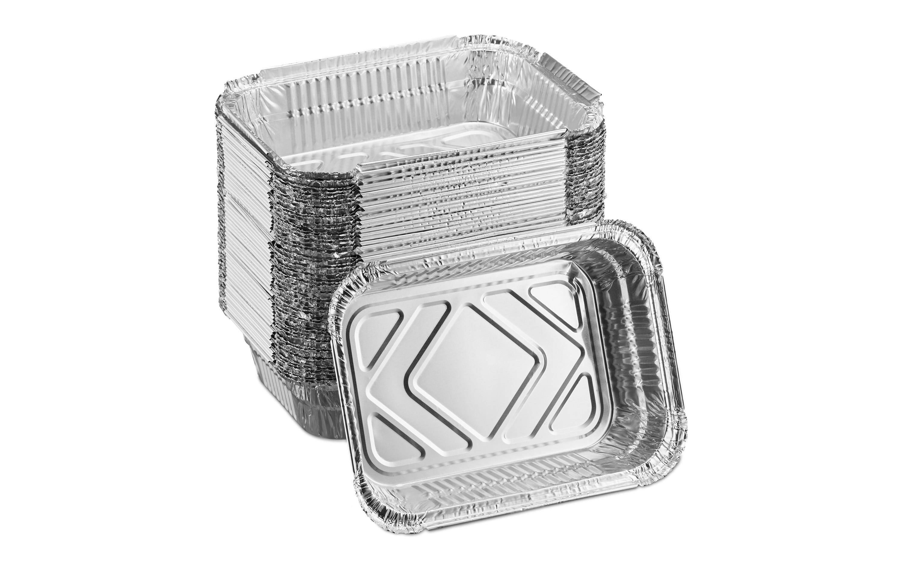 relaxdays Grillschalen Aluminium 50er Set eckig Silber