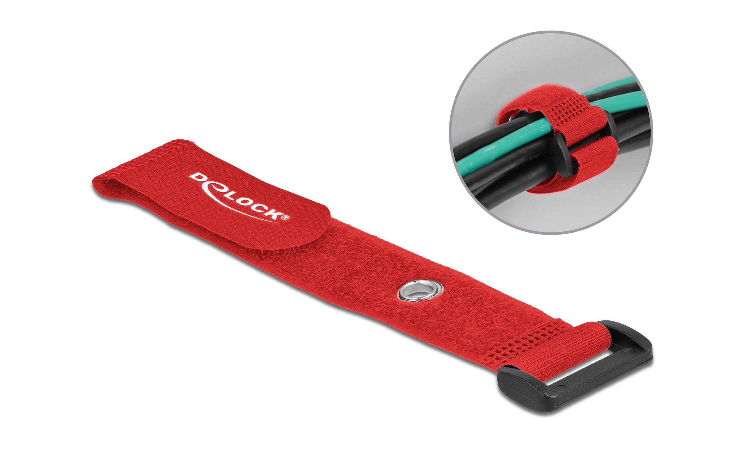 Delock Klettkabelbinder Rot 190 mm x 25 mm 5 Stück – Klettkabelbinder von Delock