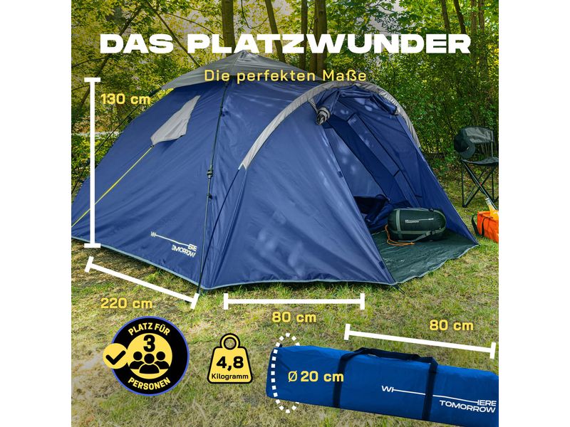 Where Tomorrow 3 Personen Zelt Blau Pop Up