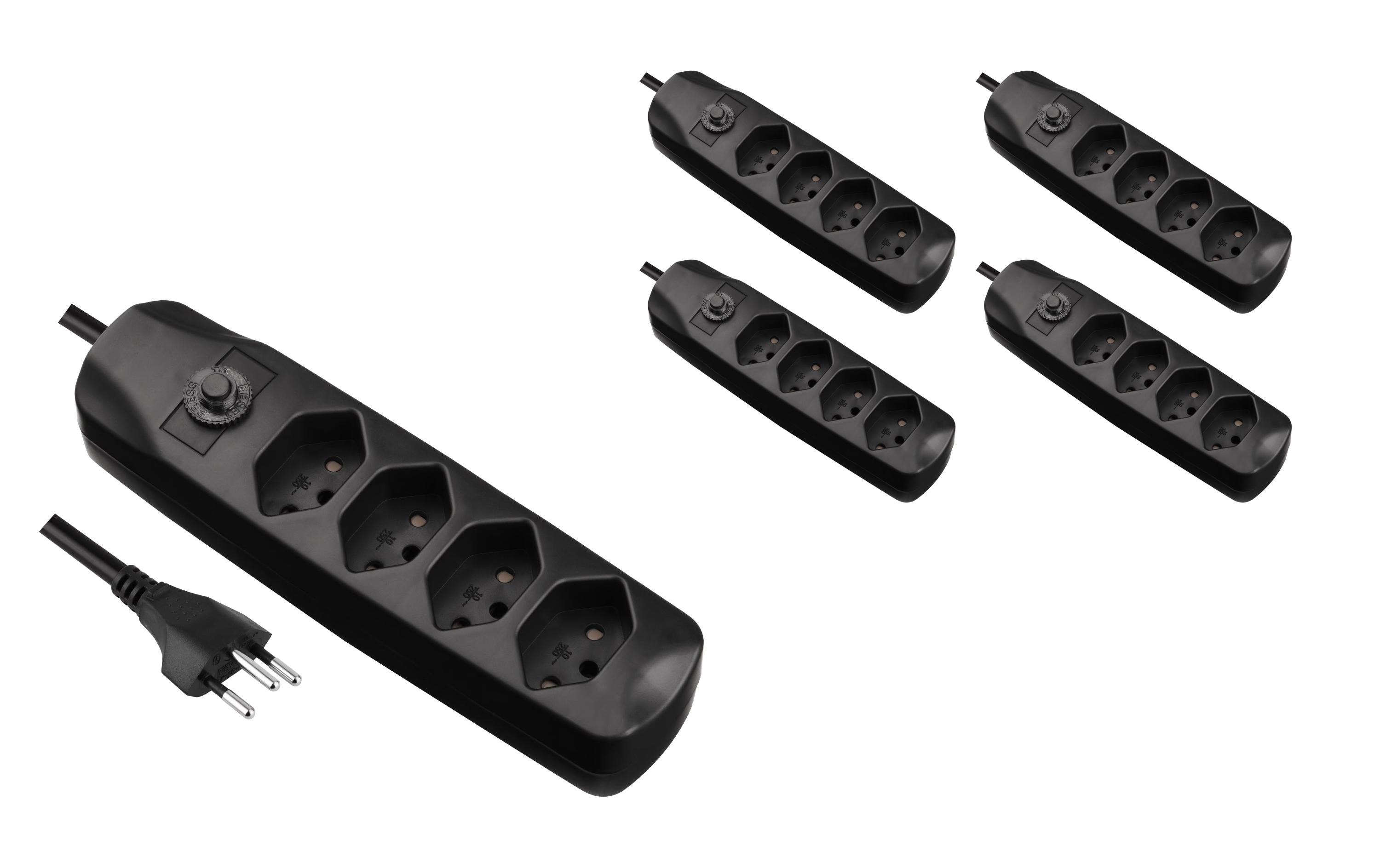 FURBER.power Steckdosenleiste mit Überlastschutz 4x T13, 5 Stück – Steckerleiste von FURBER.power