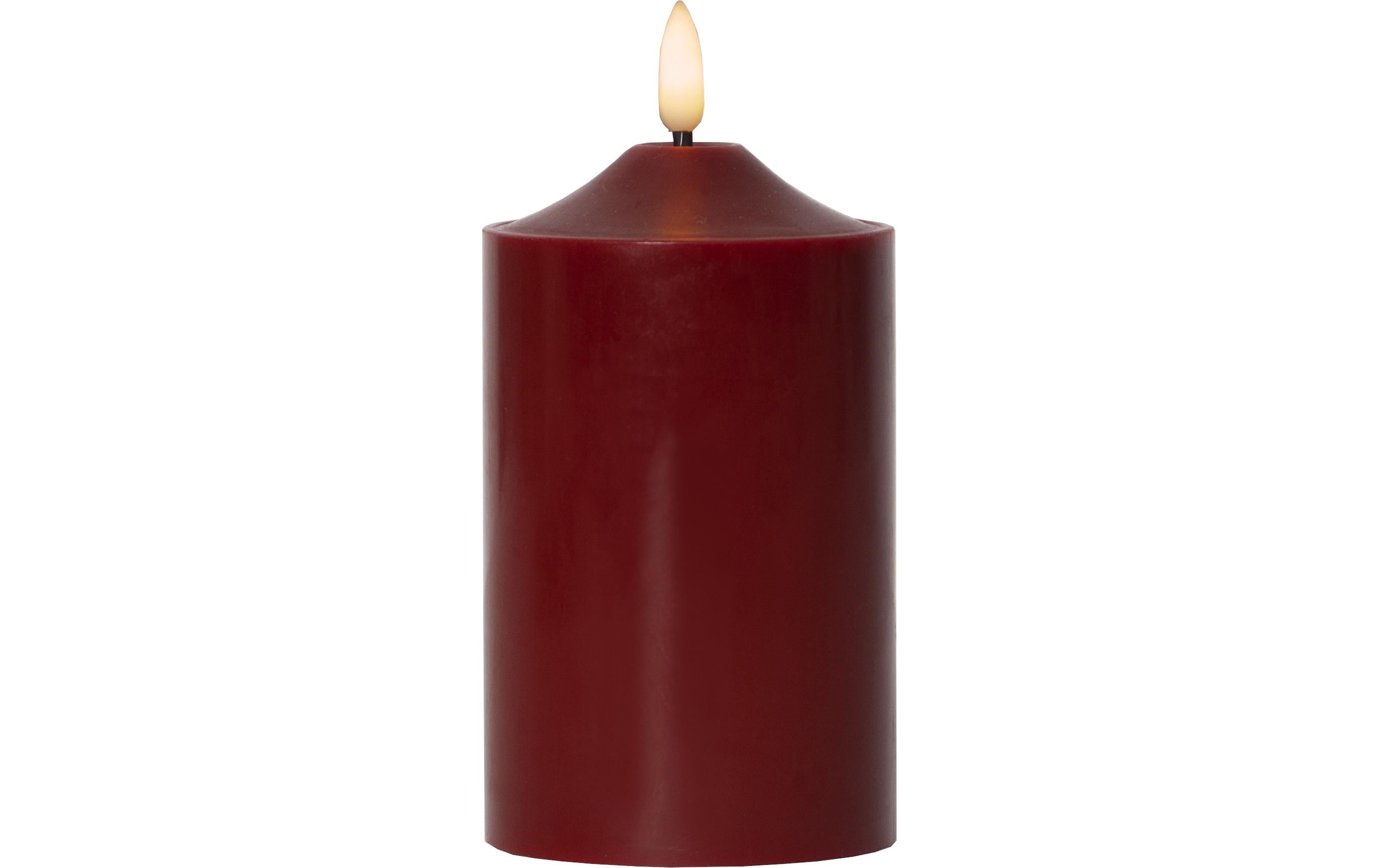 Star Trading LED-Kerze Pillar Flamme Ø 7.5 x 15 cm, Rot – LED-Kerze mit Timer von Star Trading