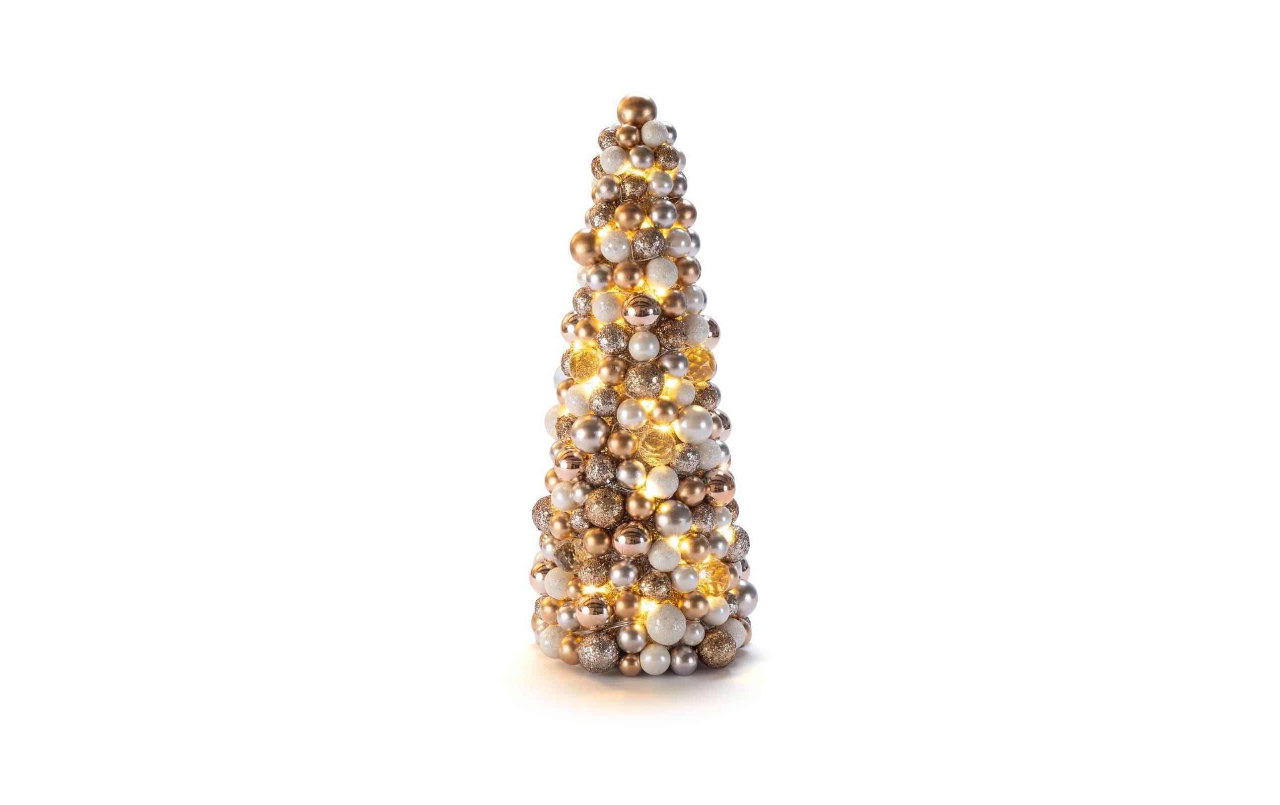 STT Baubles Tree Kunststoff, Weiss, Gold, 30, 60 LED