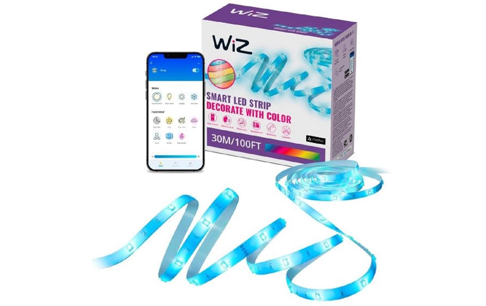 WiZ LED Stripe RGB 30 m – Smarter LED-Streifen RGB mit Netzteil von WiZ