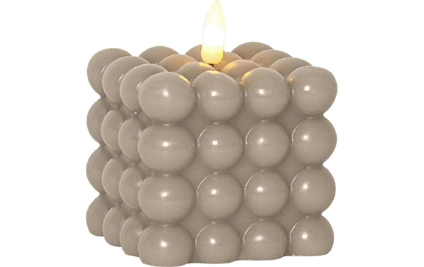 Star Trading LED-Kerze Flamme Dot, 7.5 x 7.5 x 9.5 cm, Beige – LED-Kerze mit Timer von Star Trading