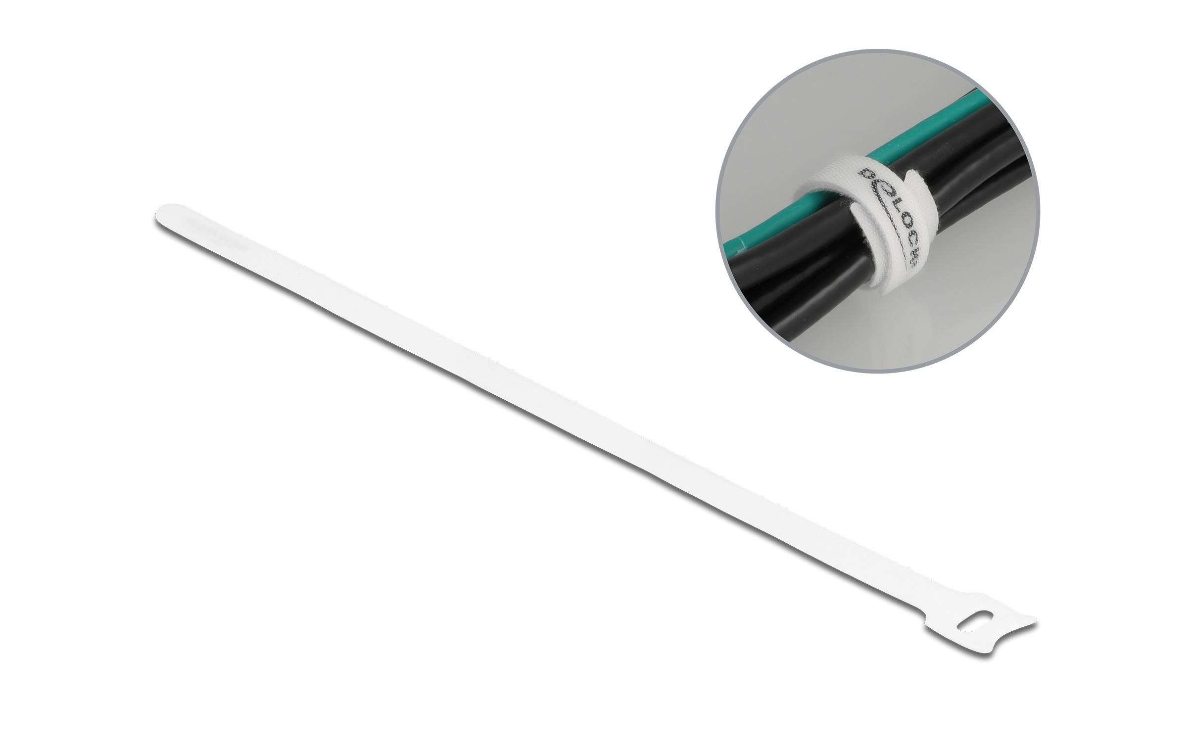 Delock Klettkabelbinder Weiss 300 mm x 12 mm 10 Stück – Klettkabelbinder von Delock