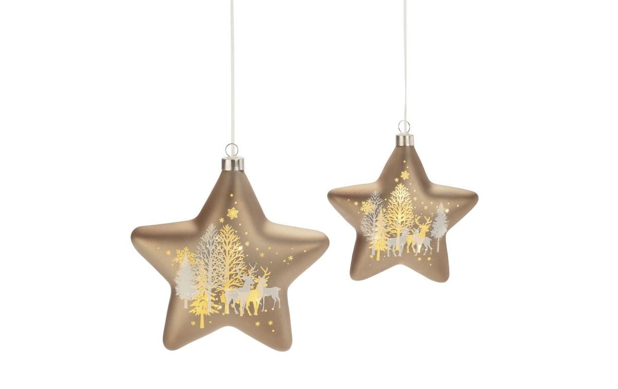 STT Glasdekoration Glass Star Set 2 Stk. Braun