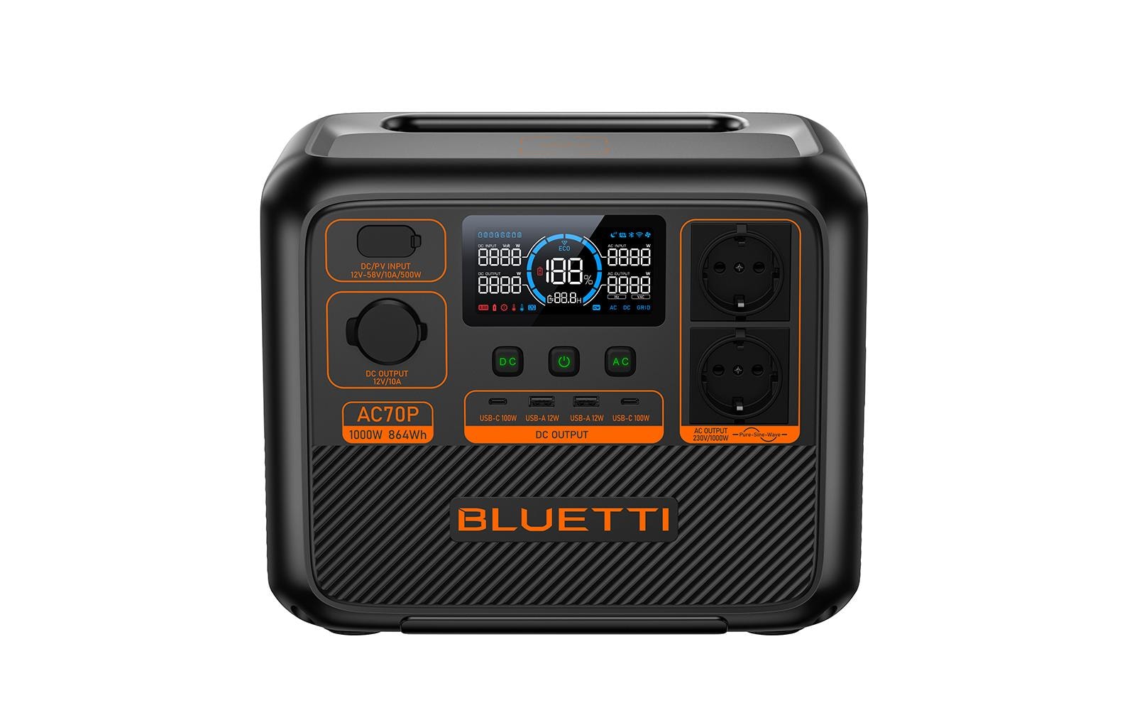 BLUETTI Power Station AC70P 864 Wh