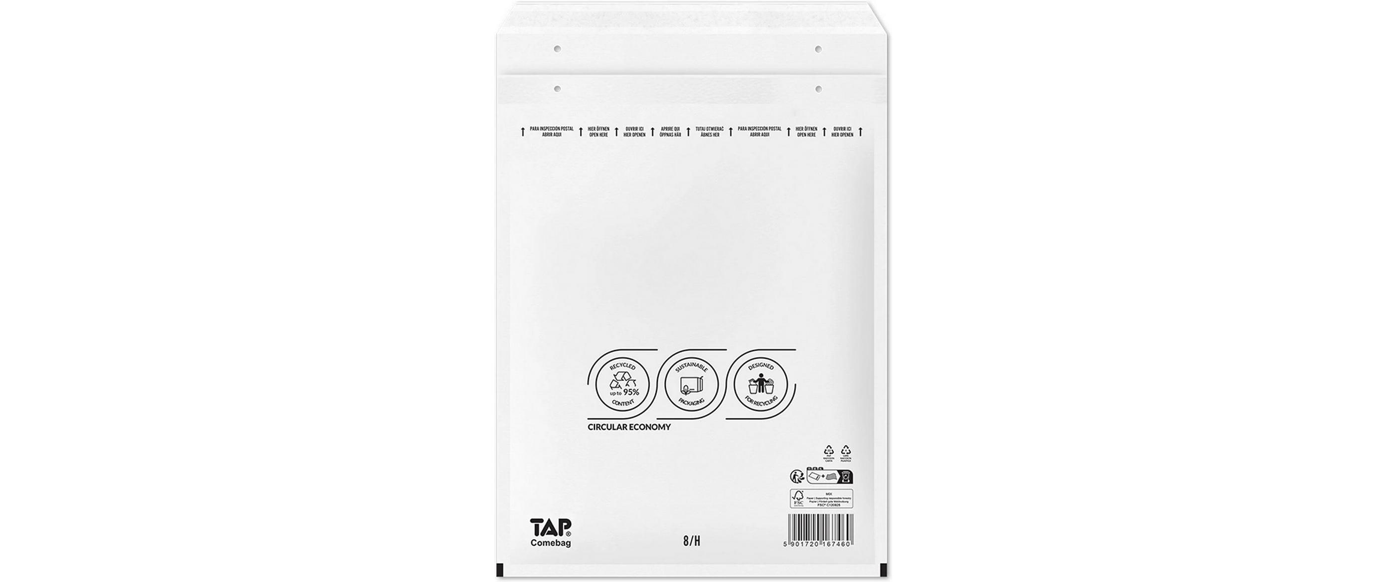 Antalis Luftpolstertasche TAP Comebag, Grösse D, Weiss, 100 Stück – Luftpolstertasche von Antalis